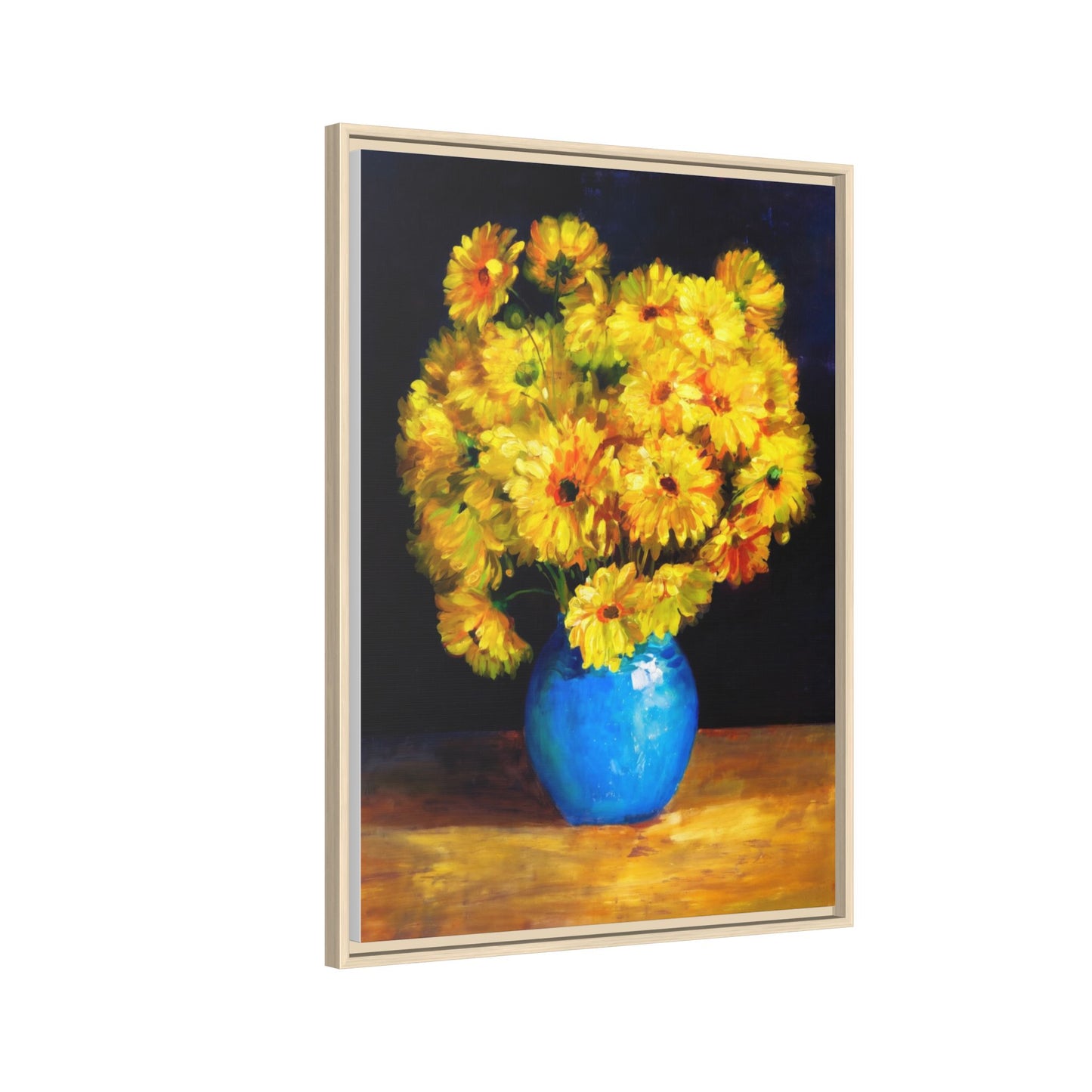 Yellow Daisy Bouquet Matte Canvas Framed Wall Art