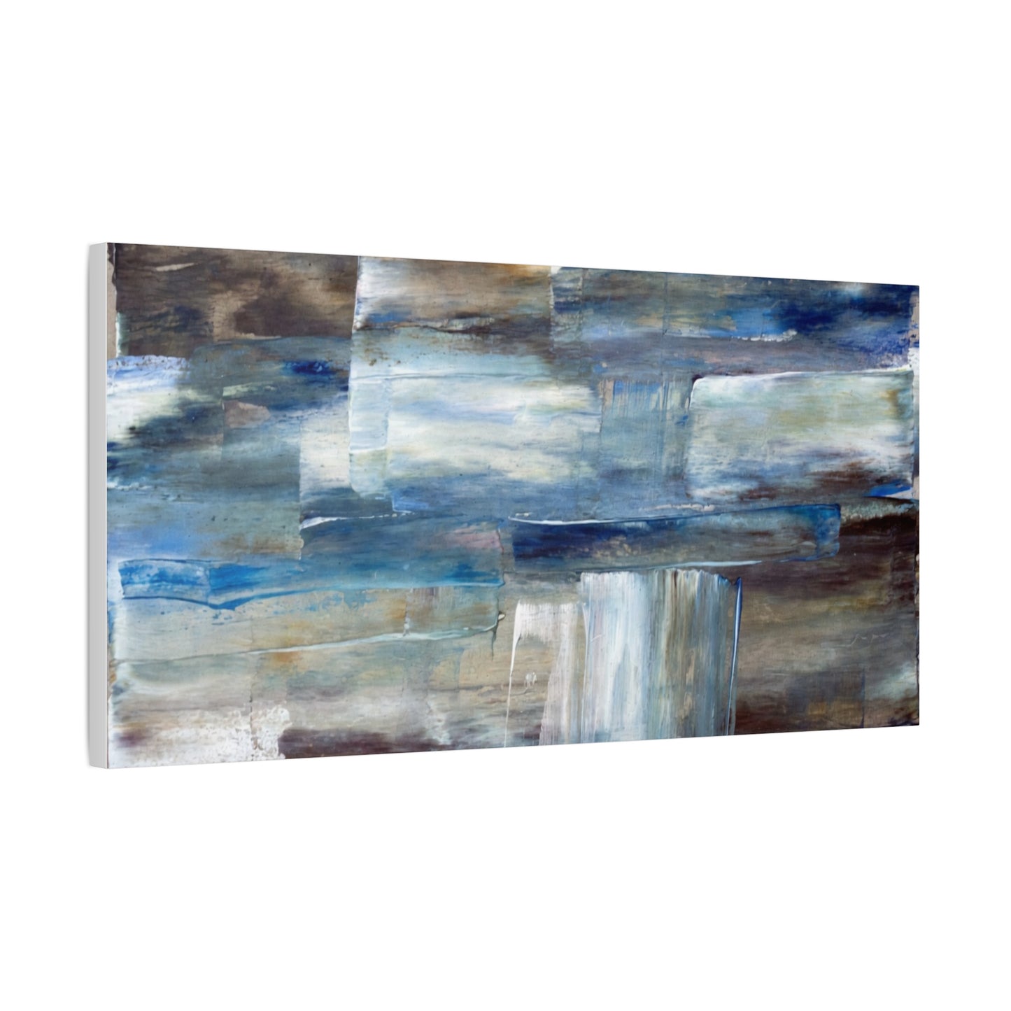 Abstract Blue Waterfall Matte Canvas Wall Art, Stretched 1.25"