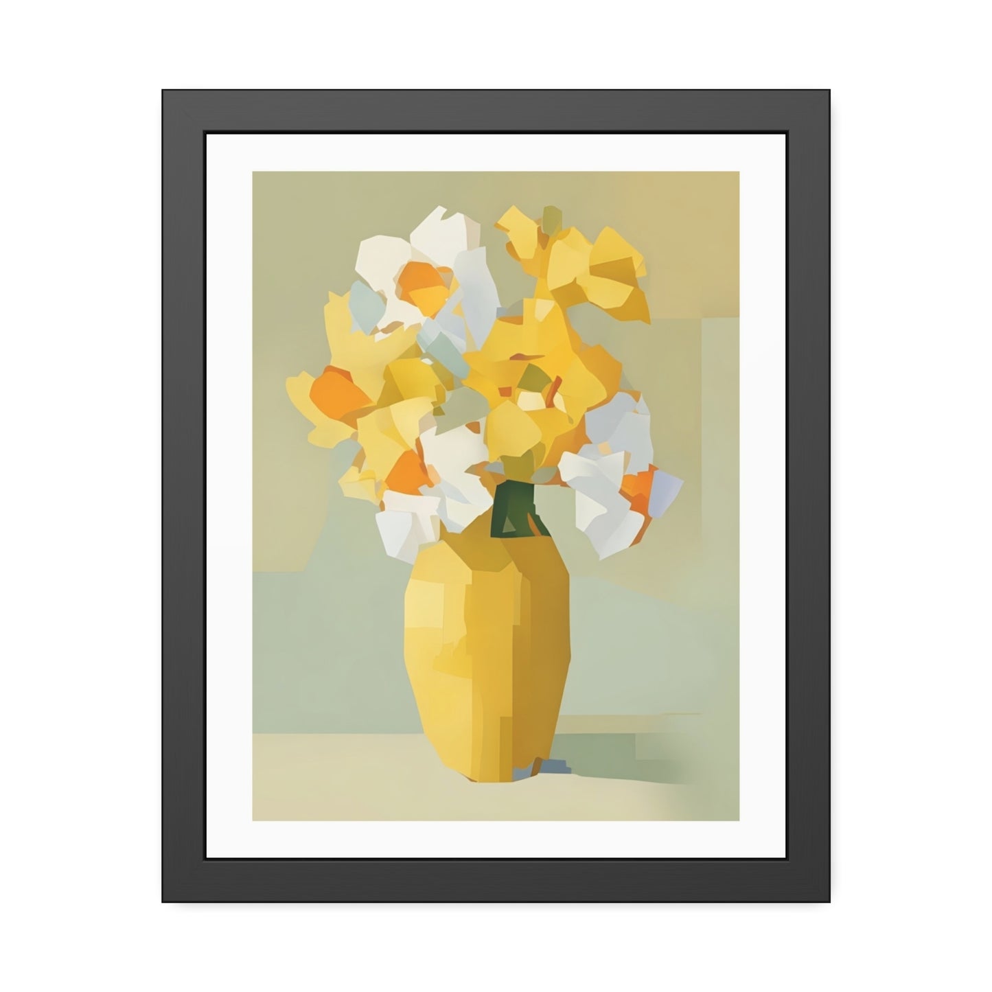 Framed Poster — Yellow Floral Vase Wall Art (Modern Abstract Bouquet)