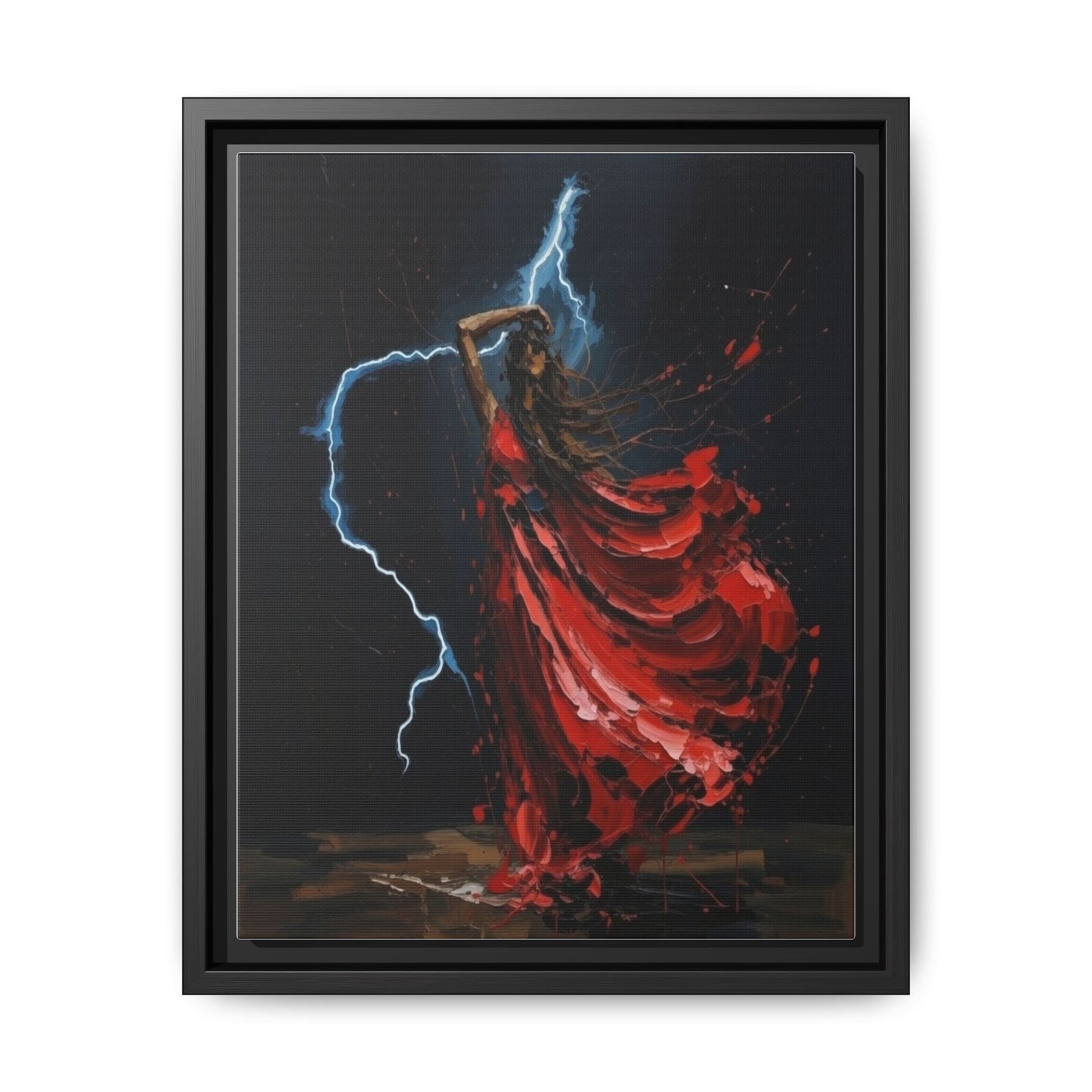 Framed Matte Canvas Print — Red Dancer Lightning Art