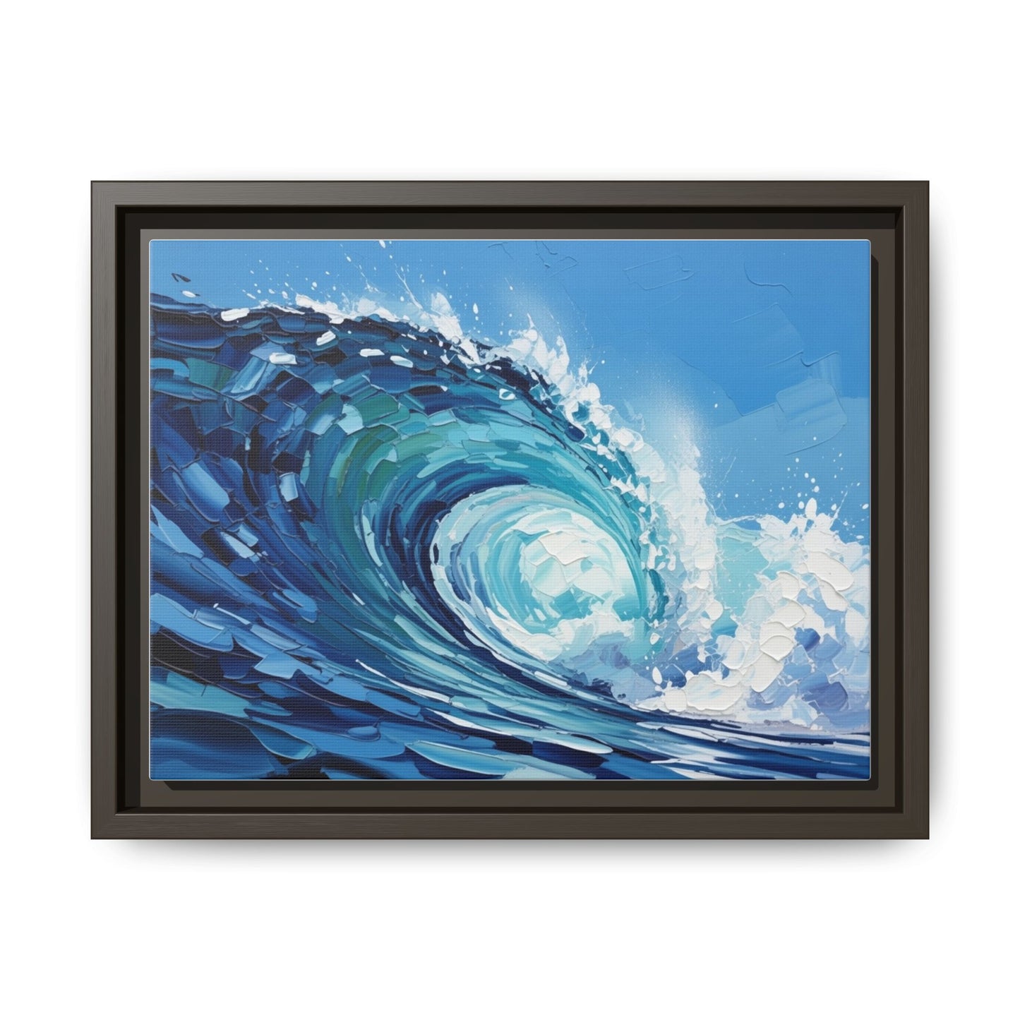 Framed Matte Canvas Wave Art — Blue Ocean Surf Wall Decor