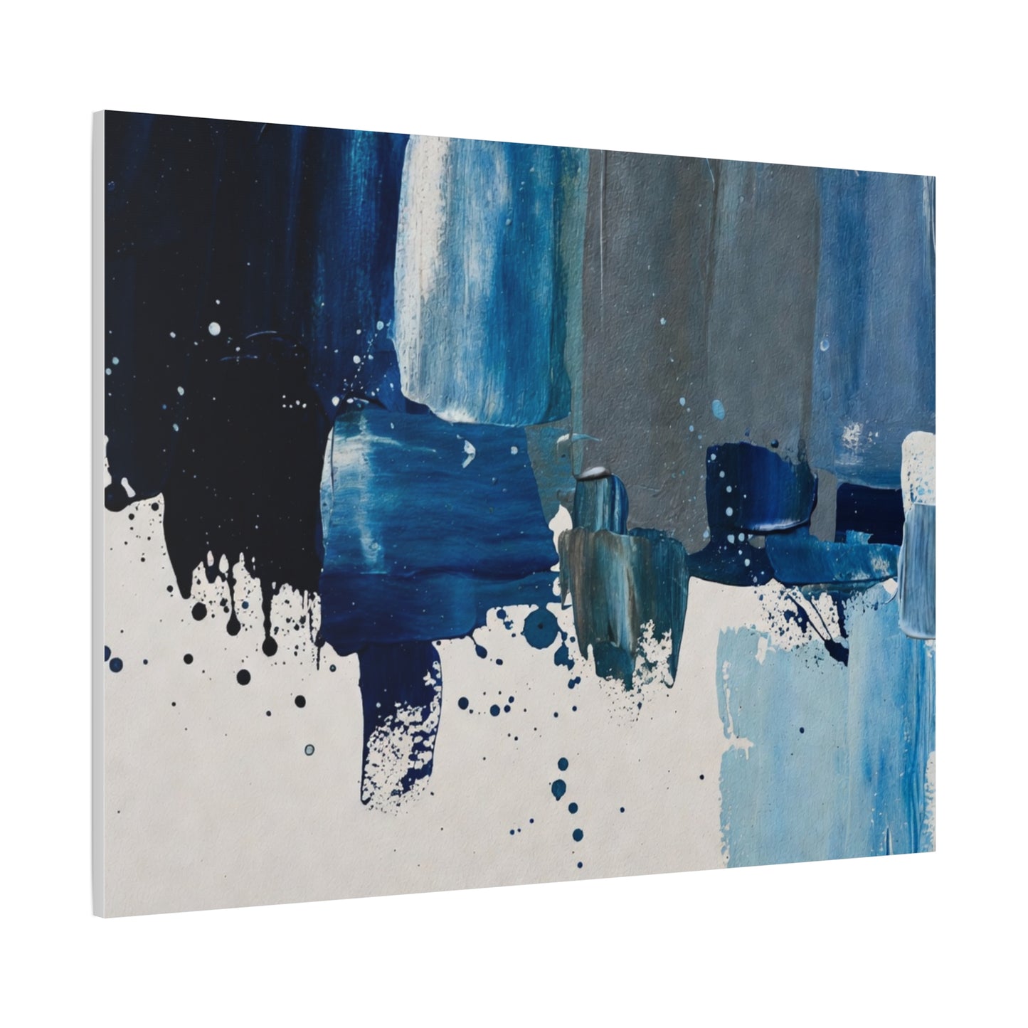 Blue Abstract Canvas Wall Art – Modern Matte Stretched Canvas