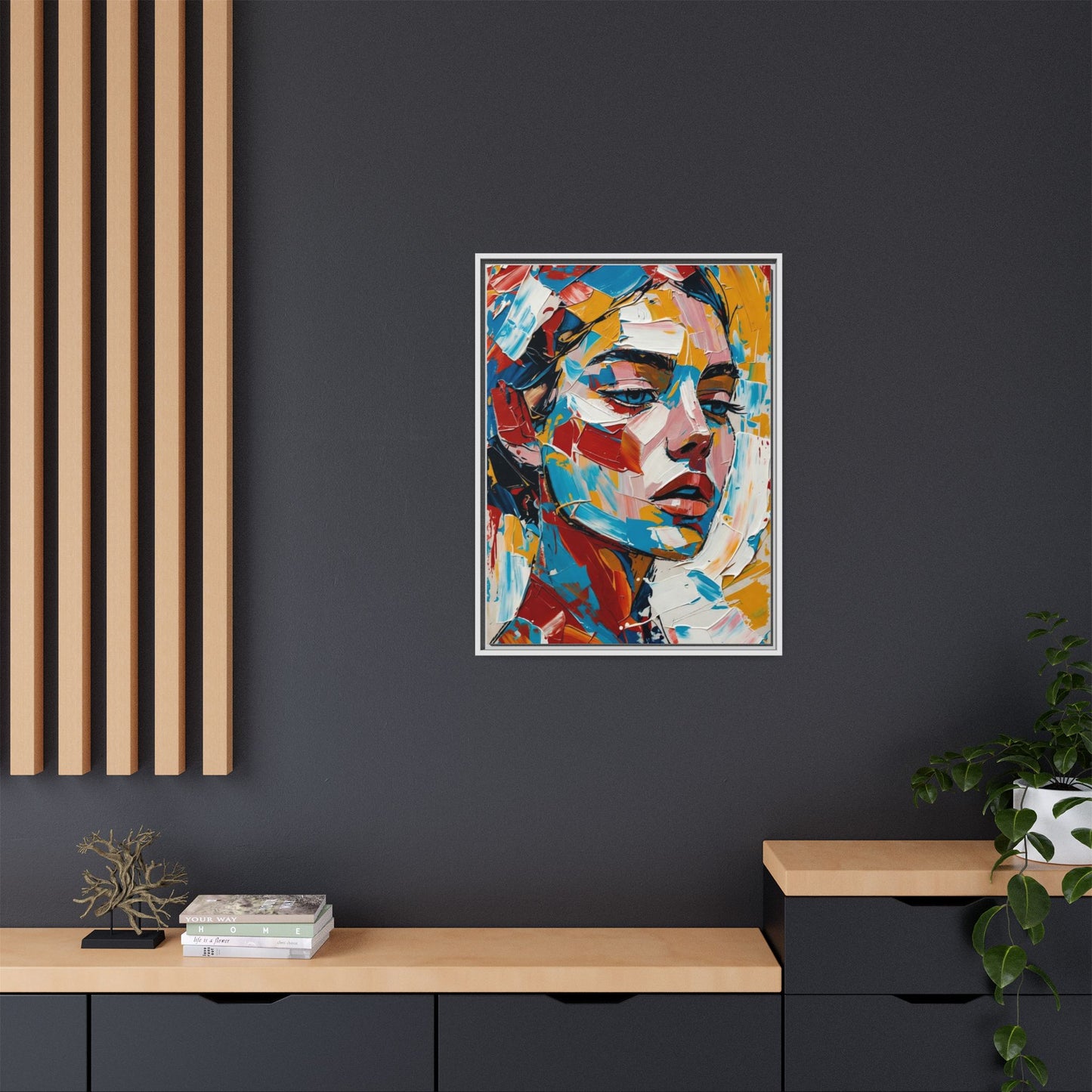 Colorful Abstract Portrait Framed Canvas Print