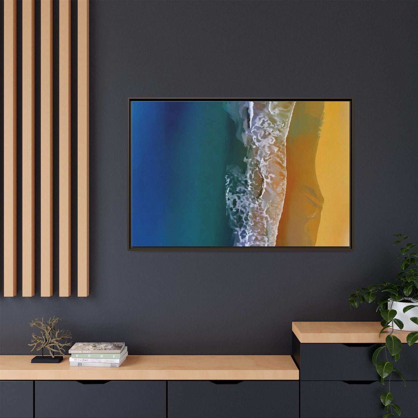 Framed Matte Canvas Seascape Print – Coastal Waves Wall Art