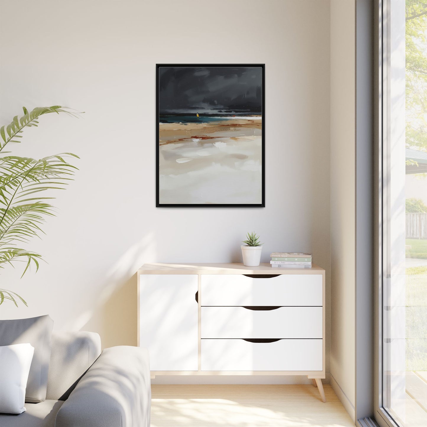 Framed Matte Canvas Beachscape Art Print — Coastal Abstract Wall Decor