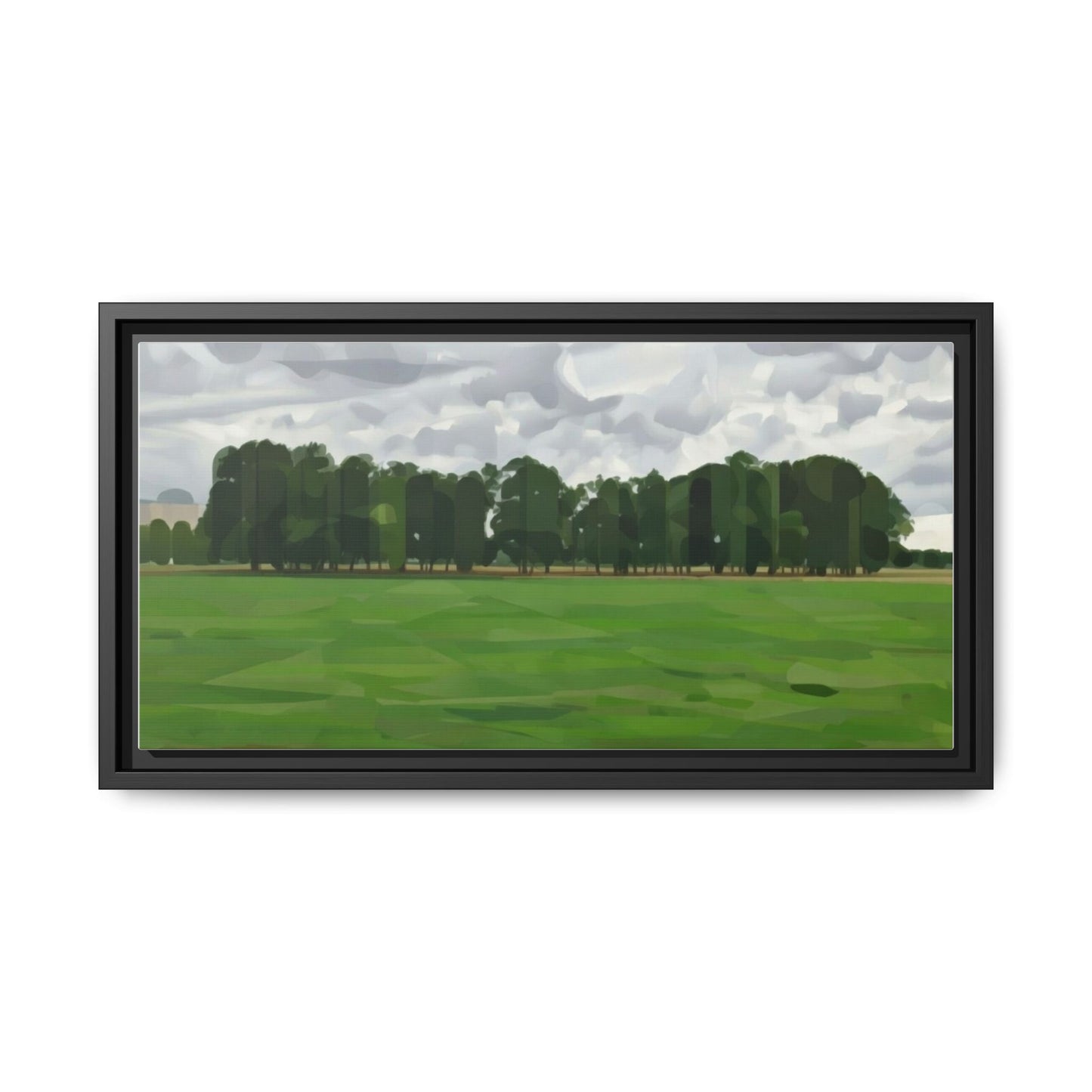 Framed Matte Canvas Print — Minimalist Green Landscape Art