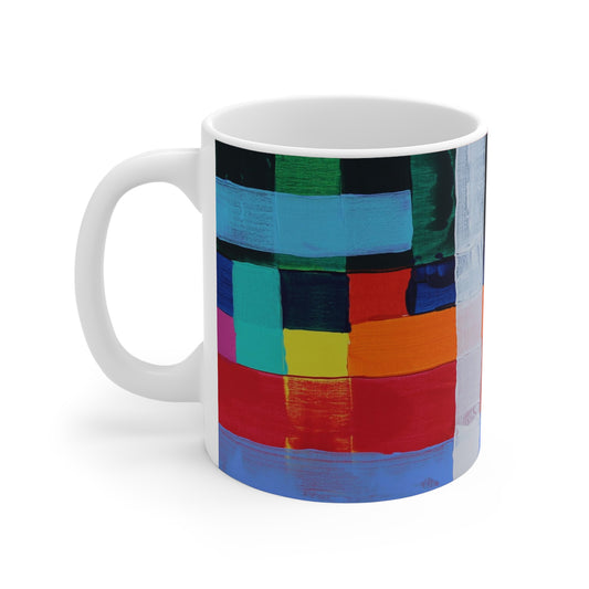Abstract Color Block Mug — Vibrant Geometric Art Coffee Cup
