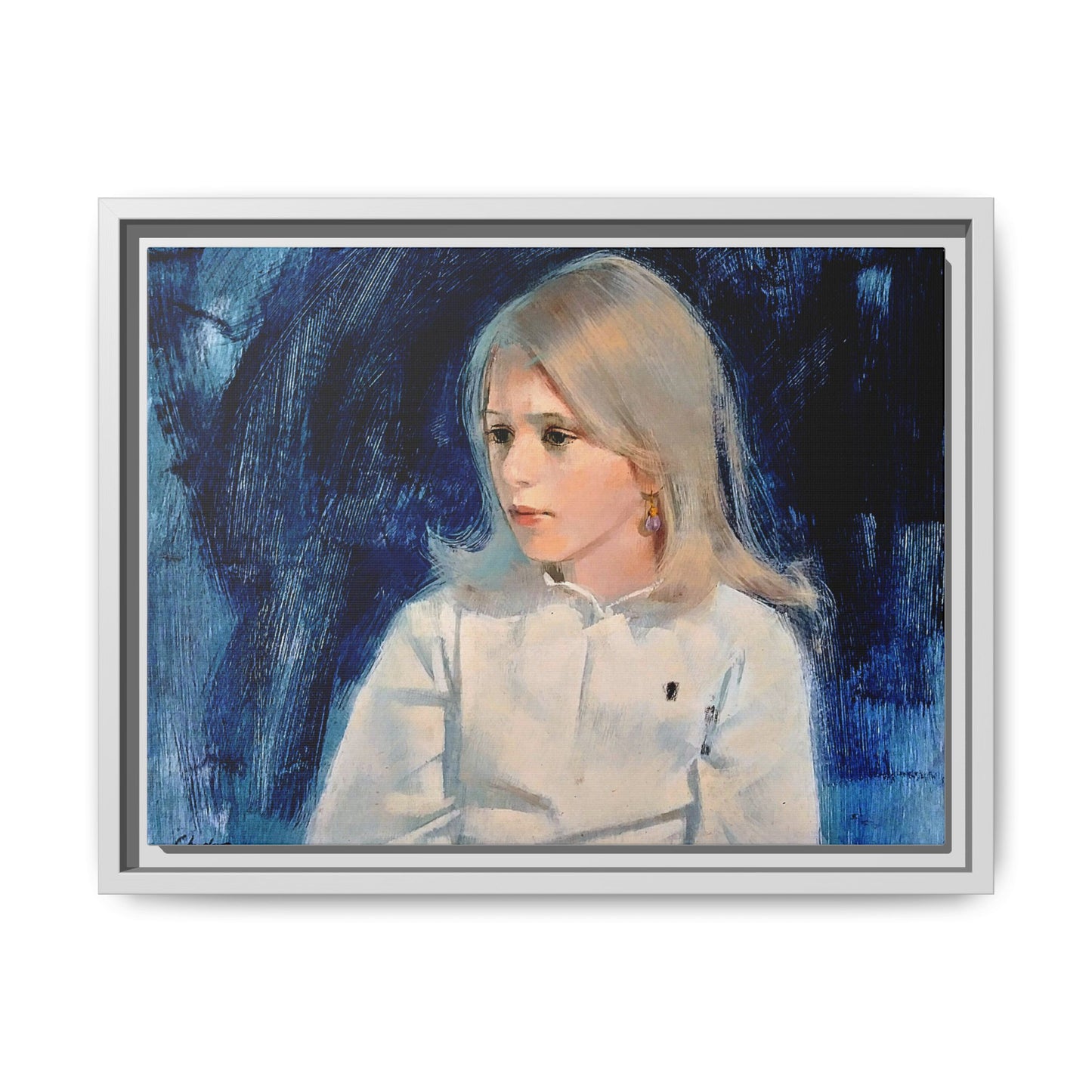 Painting of girl by Unknown Artist Framed Matte Canvas Classic Wall Art