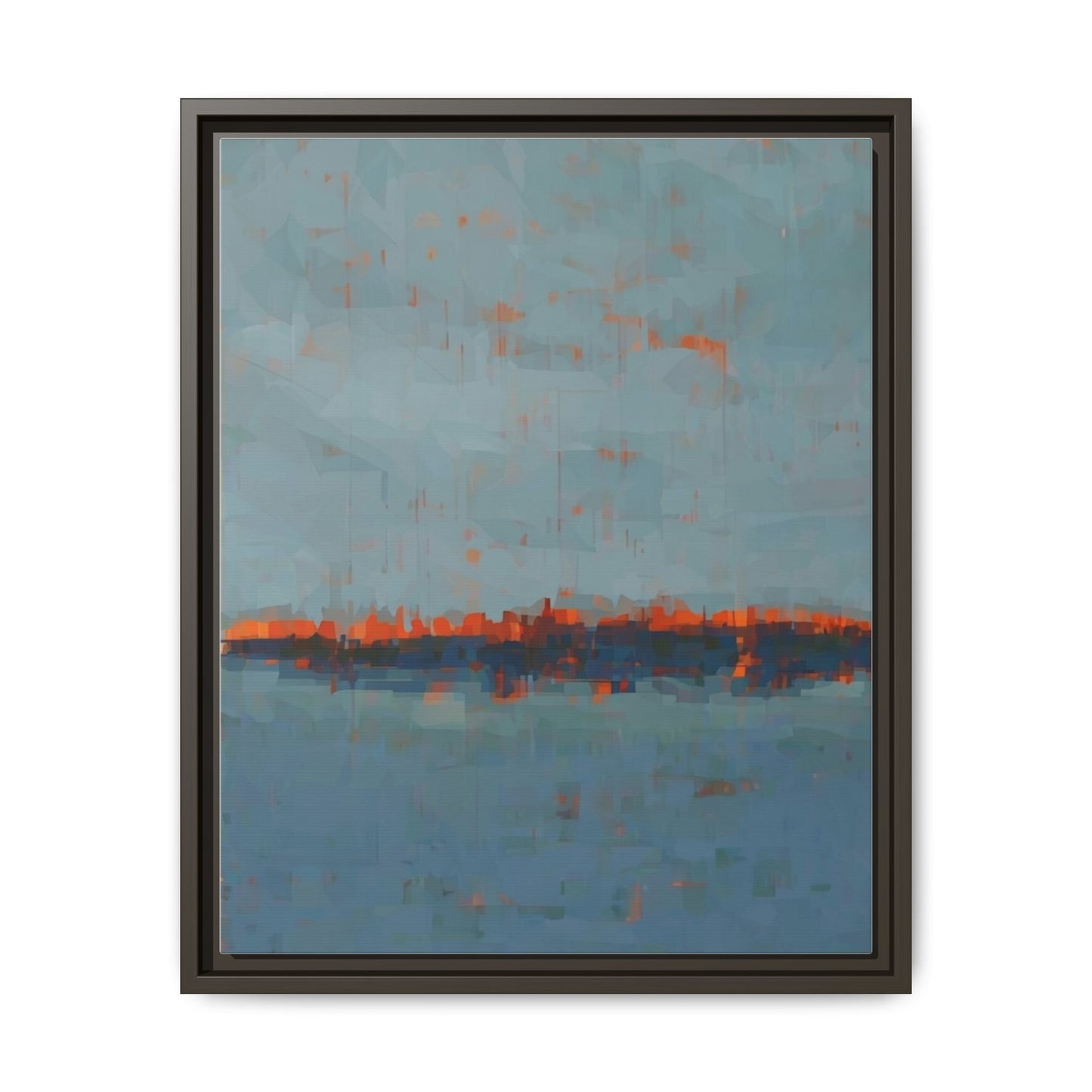 Framed Canvas Art — Teal & Orange Abstract Seascape