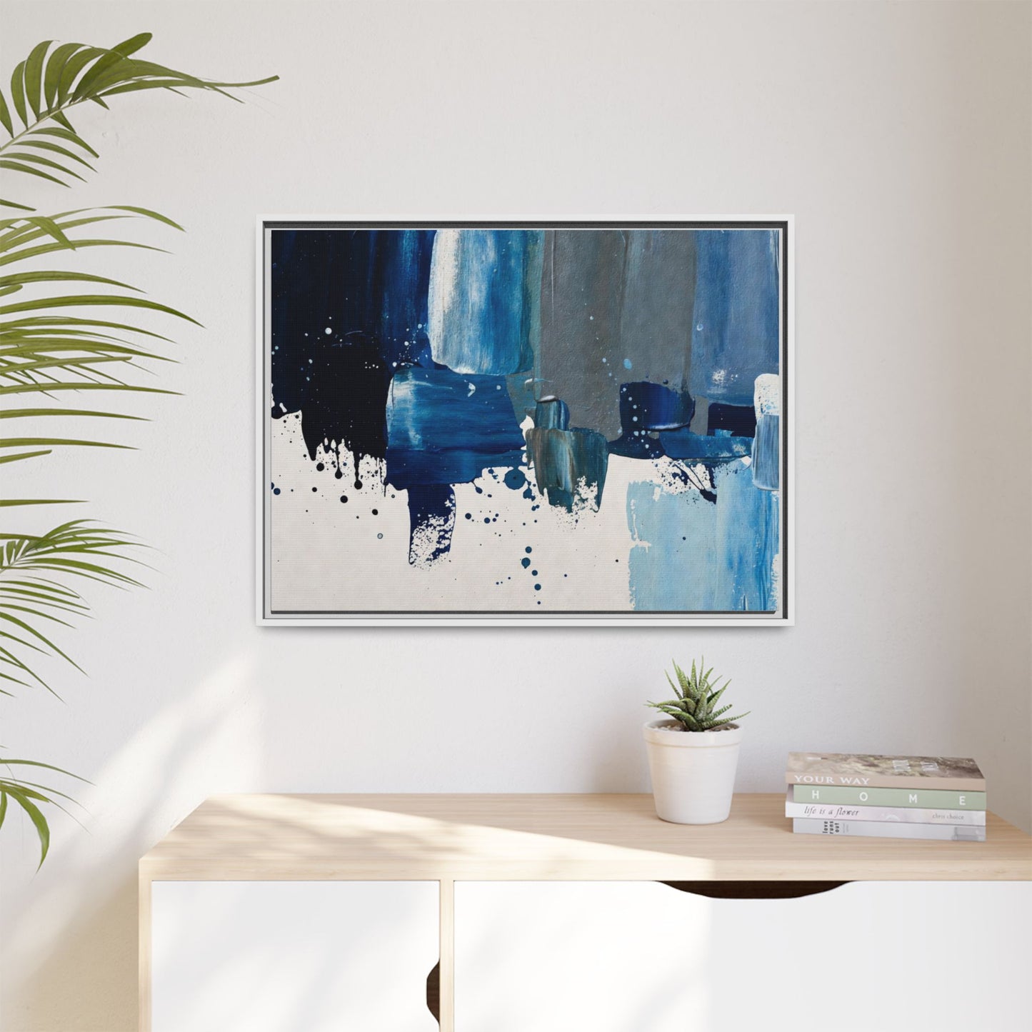 Abstract Blue Ocean Matte Canvas Framed Wall Art