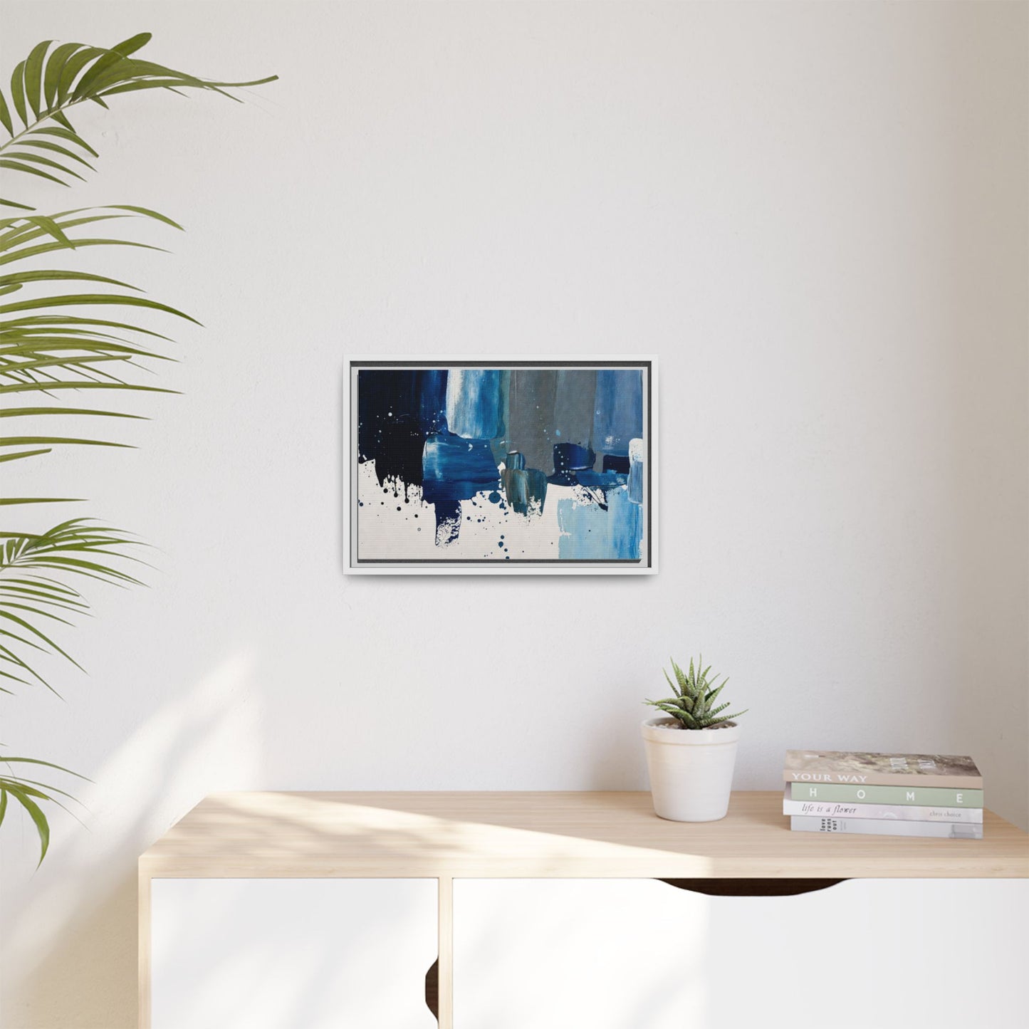 Abstract Blue Ocean Matte Canvas Framed Wall Art