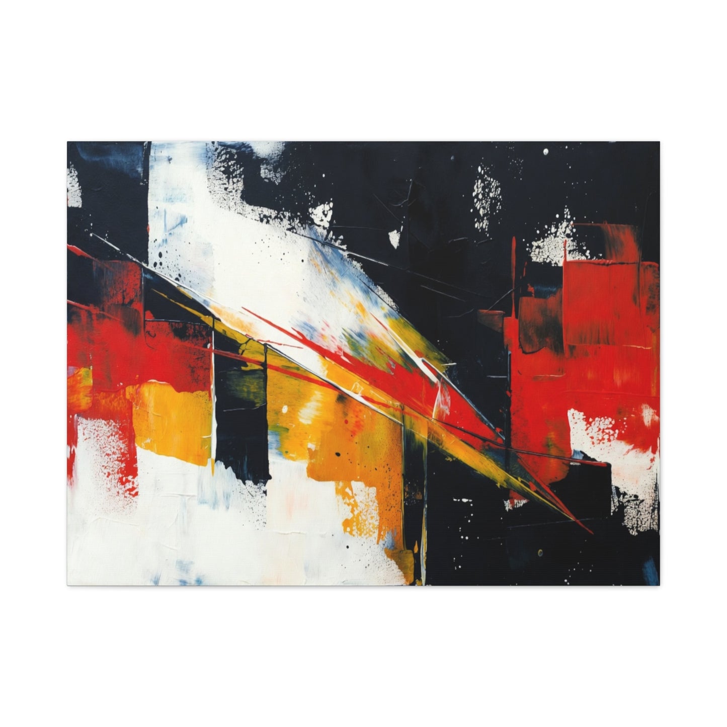 Abstract Geometric Canvas Art — Bold Red & Black Modern Wall Painting