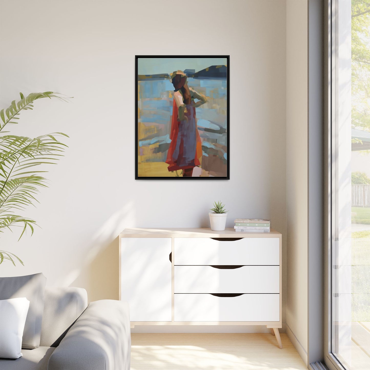 Framed Matte Canvas Print — Coastal Woman Abstract Art