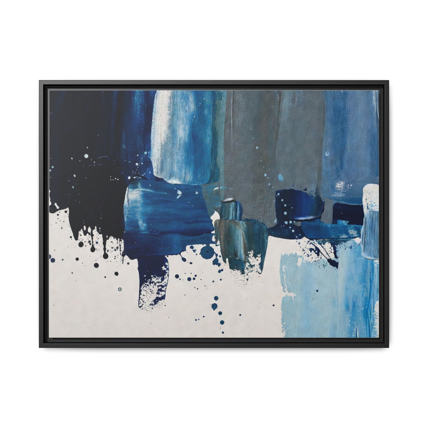 Abstract Blue Ocean Matte Canvas Framed Wall Art