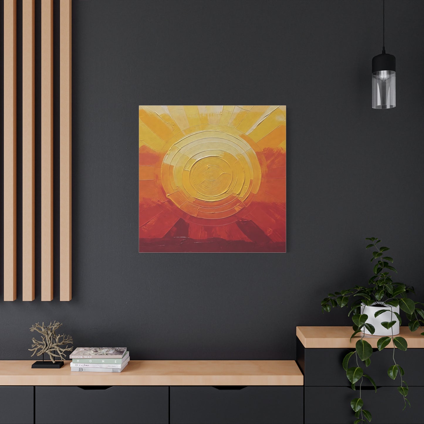 Abstract Sunrise Canvas Wall Art — Warm Sunrise Texture Matte Stretched Canvas