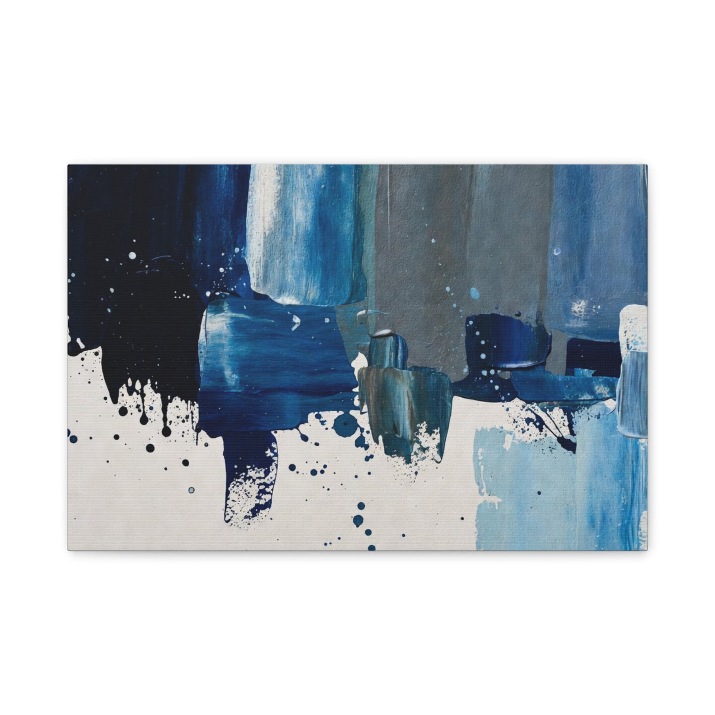 Blue Abstract Canvas Wall Art – Modern Matte Stretched Canvas
