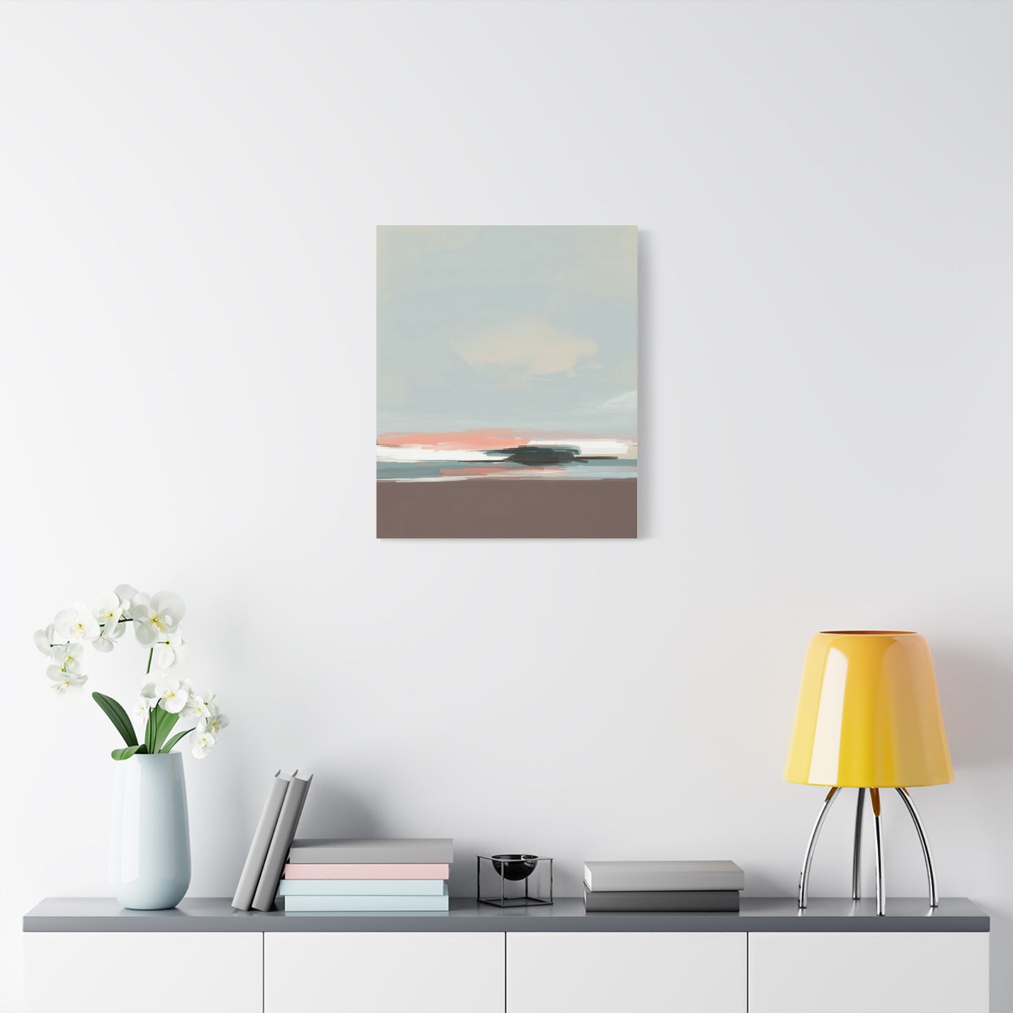 Coastal Abstract Canvas Art – Soft Pastel Seascape Matte Stretched Canvas