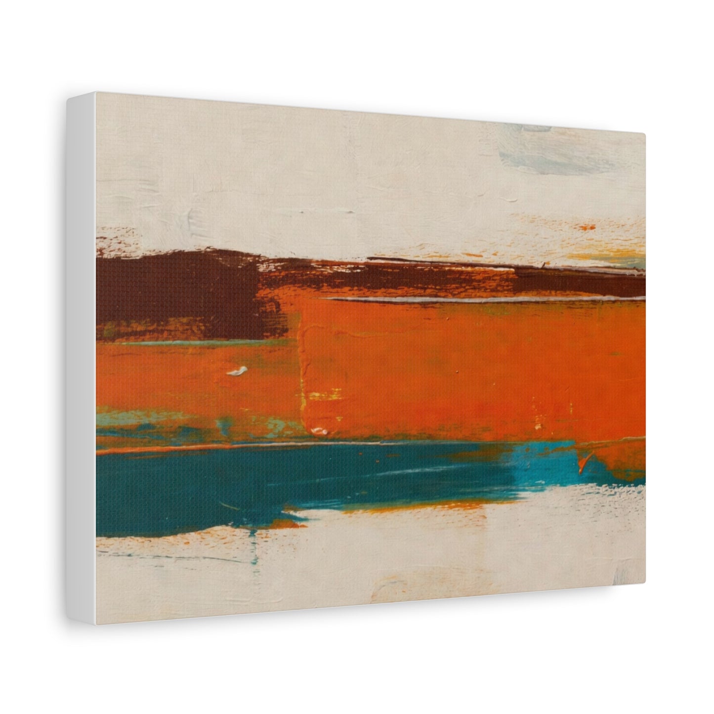 Abstract Orange & Teal Matte Canvas Wall Art — Stretched 1.25"