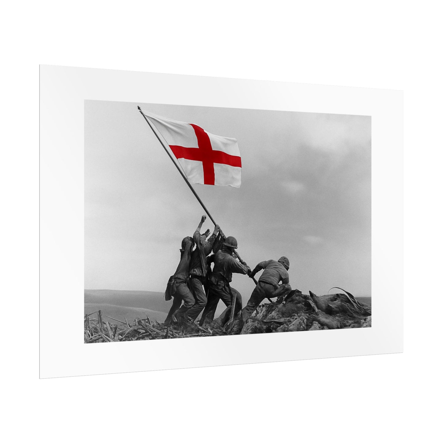 Raising the St George  by Unknown attributed to Joe Rosenthal Wall Art Print