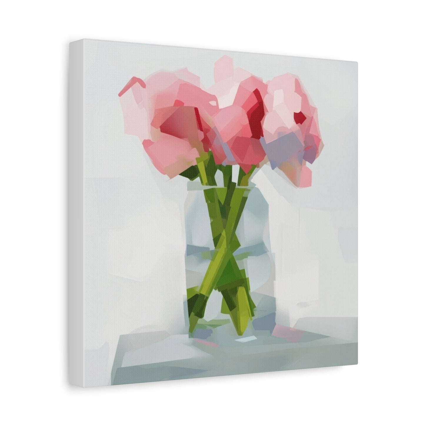 Pink Peonies Vase Canvas Art — Stretched Matte Wall Decor