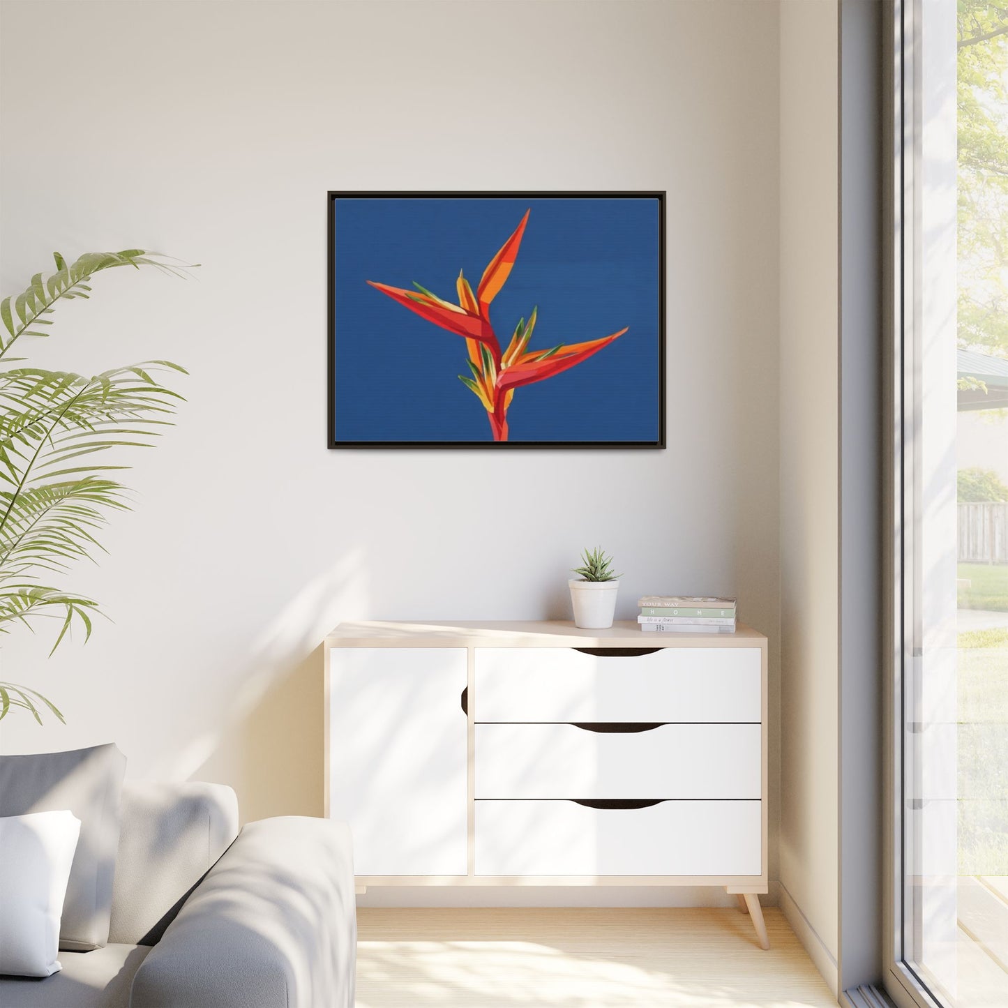 Framed Matte Canvas – Tropical Bird of Paradise Floral Wall Art