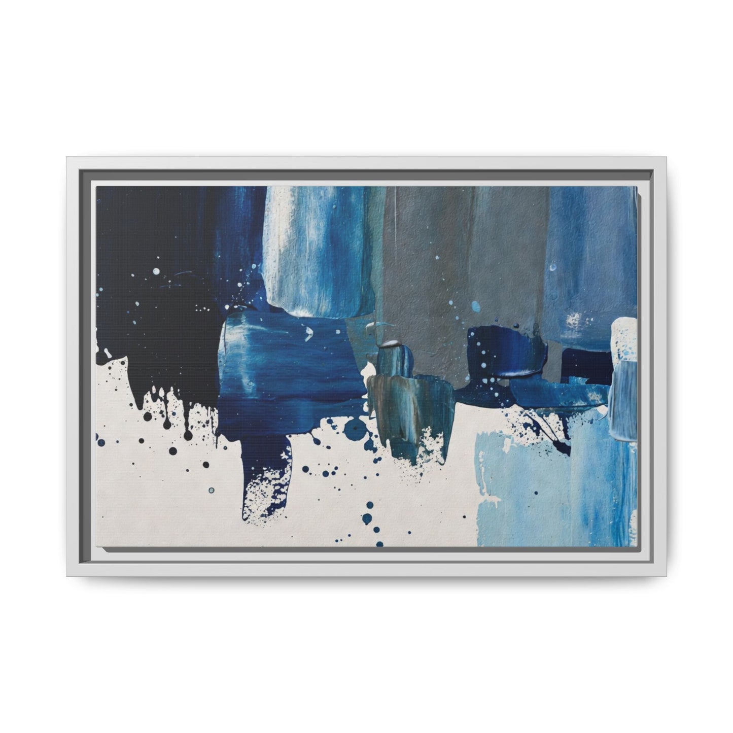 Abstract Blue Ocean Matte Canvas Framed Wall Art
