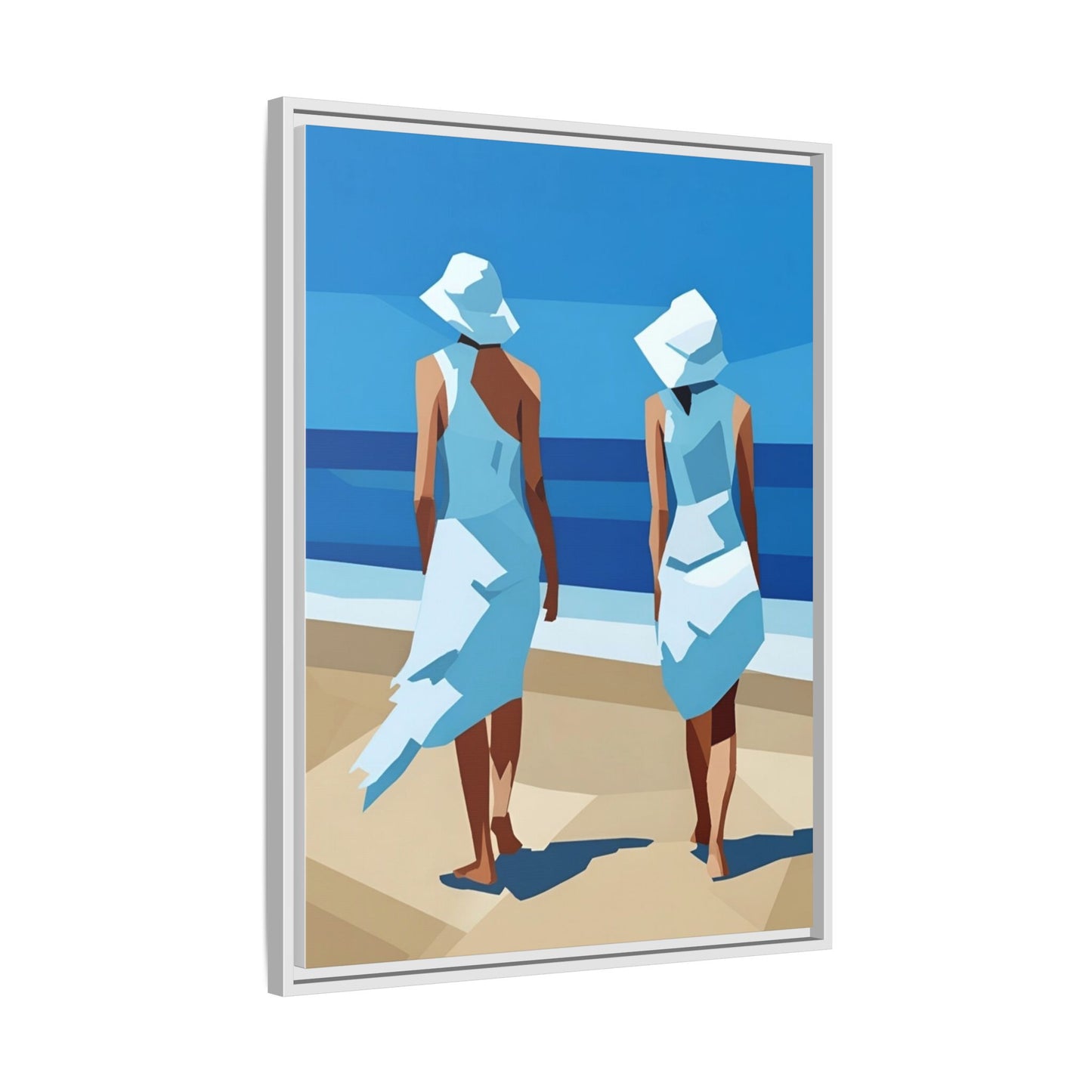 Seaside Stroll Matte Canvas Framed Print — Coastal Beach Art