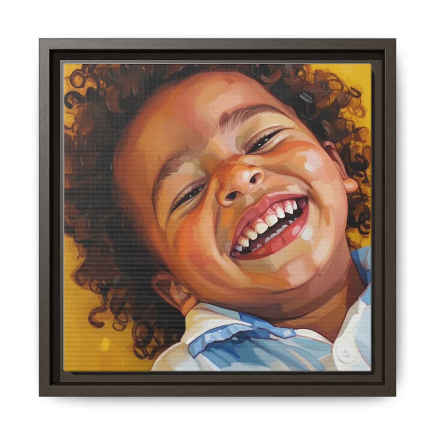 Framed Matte Canvas Print – Joyful Child Portrait, Colorful Nursery Wall Art