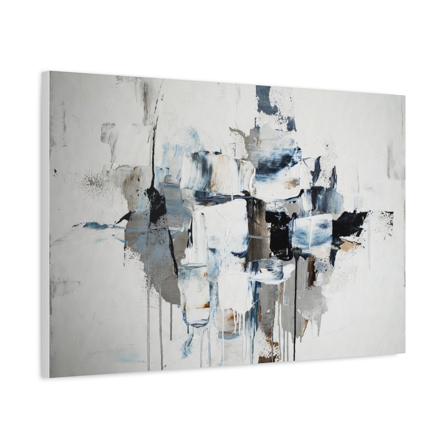 Abstract Blue & Gray Canvas Wall Art — Stretched Matte Canvas