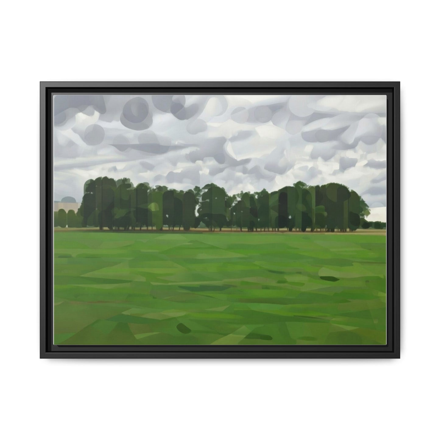 Framed Matte Canvas Print — Minimalist Green Landscape Art