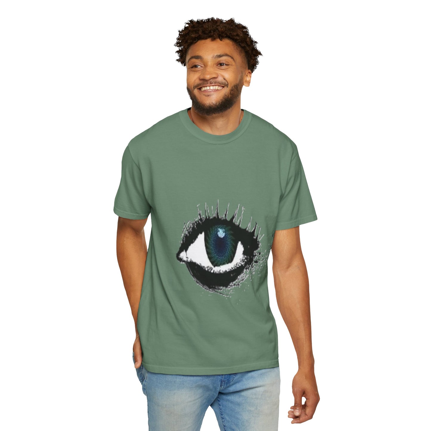 Eye Graphic T-Shirt — Blue Iris Grunge Art Tee
