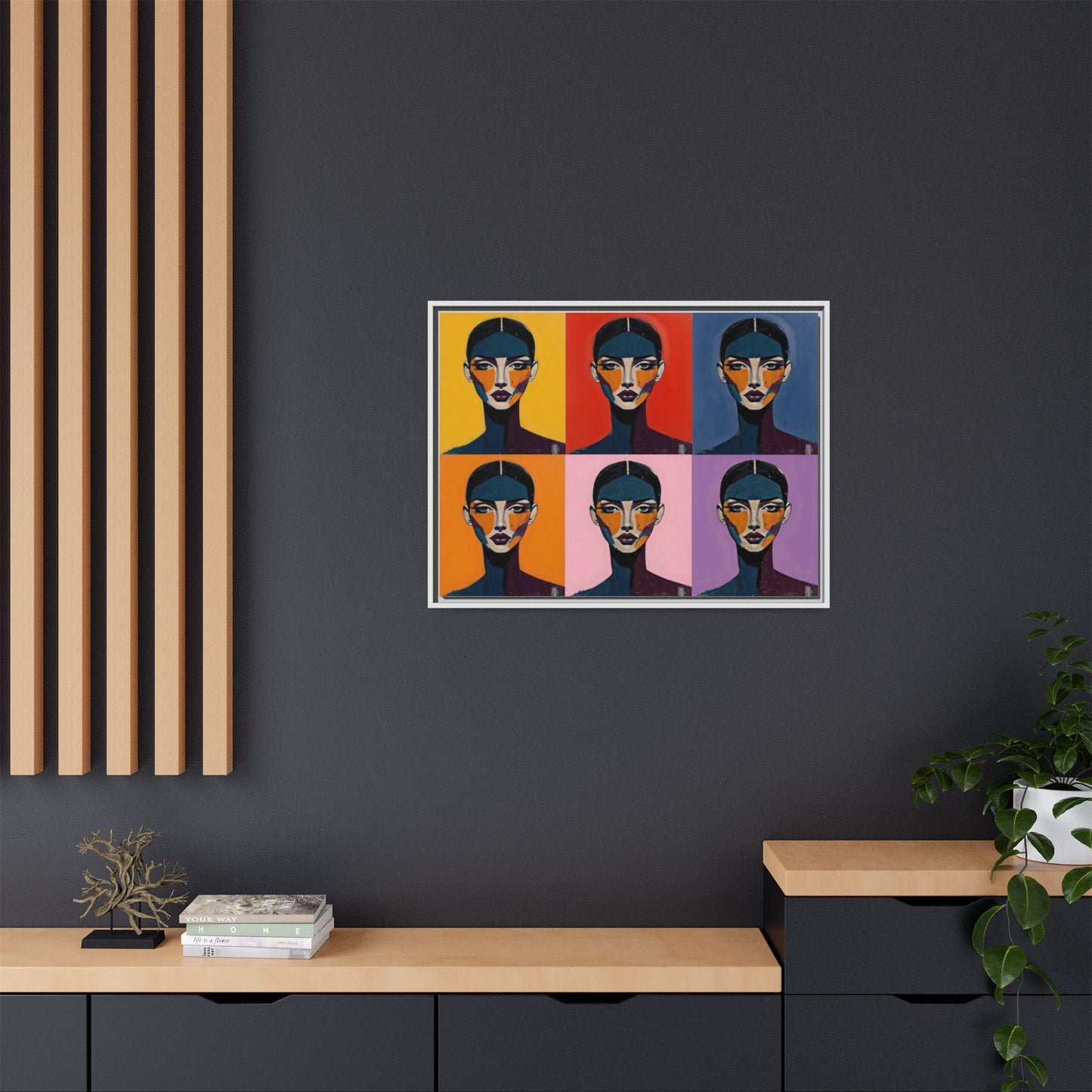 Pop Art Portrait Matte Canvas — Framed Multi-Color Wall Art