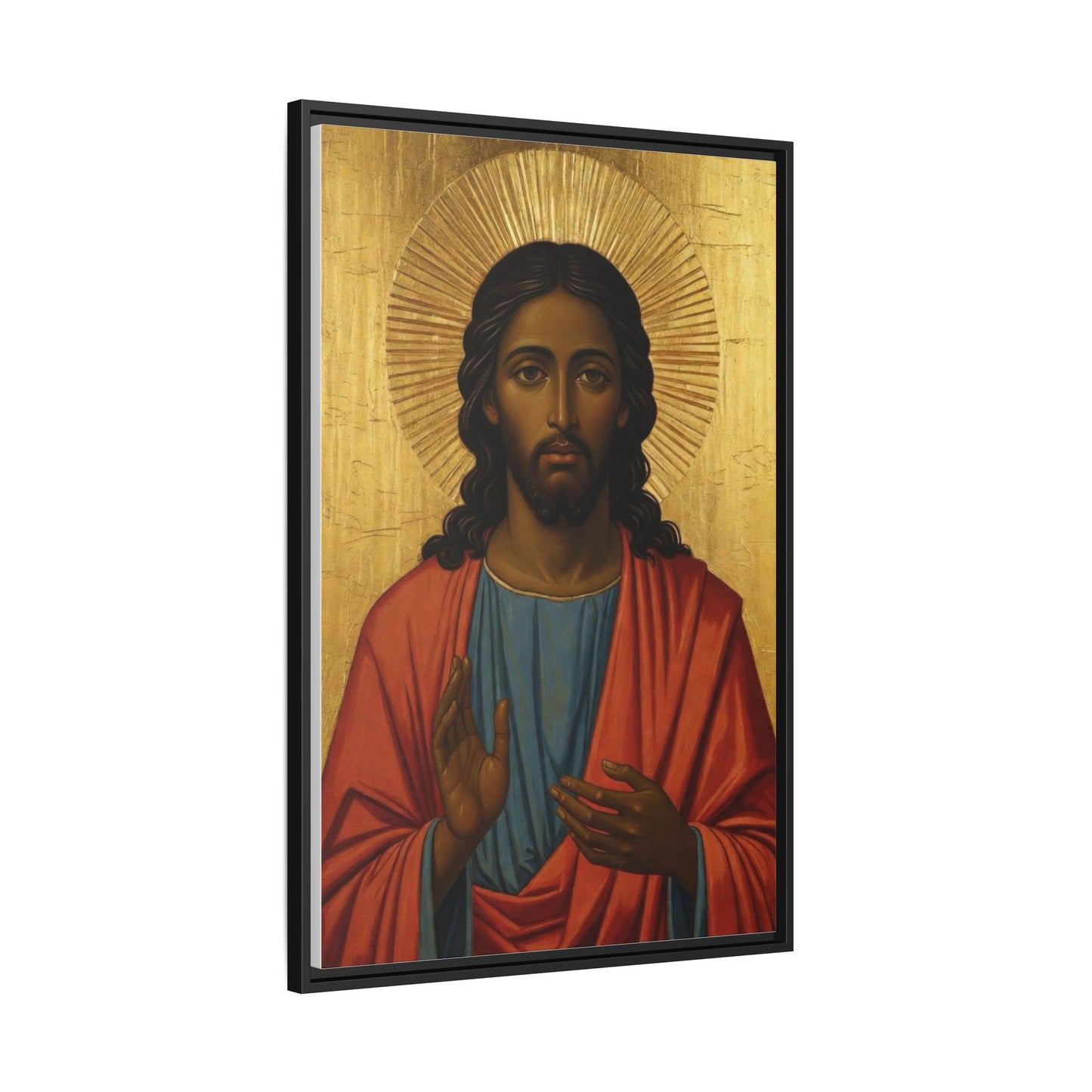 Framed Orthodox Christ Icon Matte Canvas — Religious Wall Art for Home, Church, or Prayer Corner