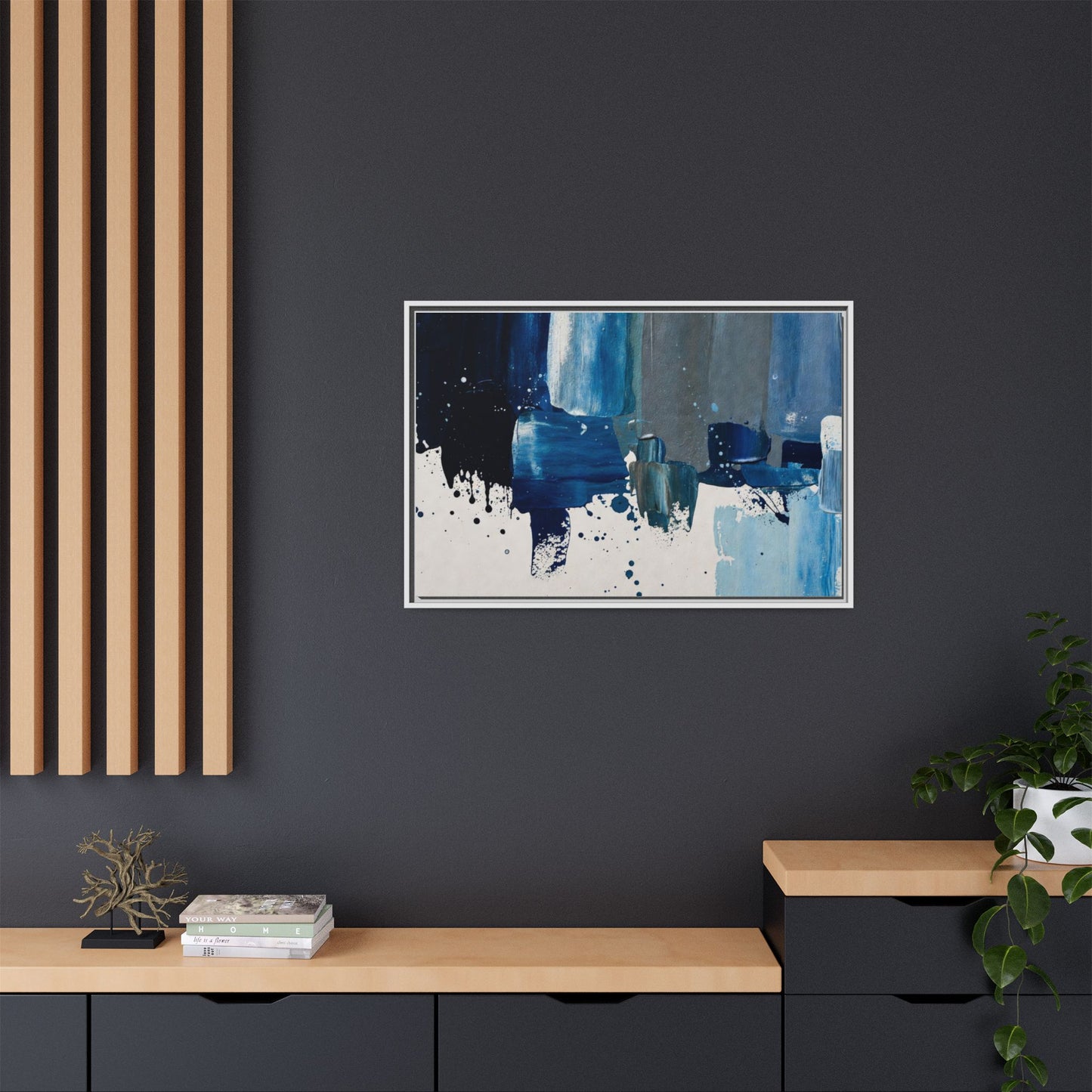 Abstract Blue Ocean Matte Canvas Framed Wall Art