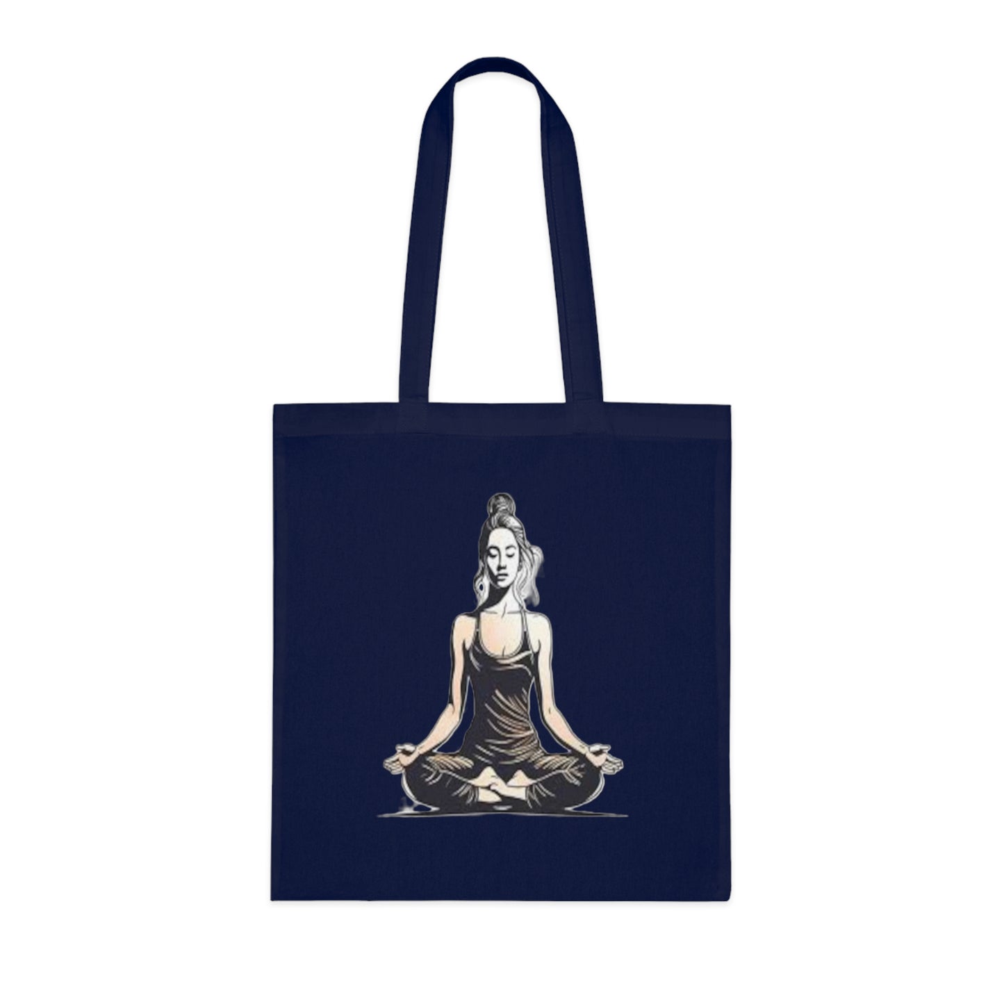 Yoga Meditation Cotton Tote Bag — Lotus Pose Graphic Beach & Market Tote