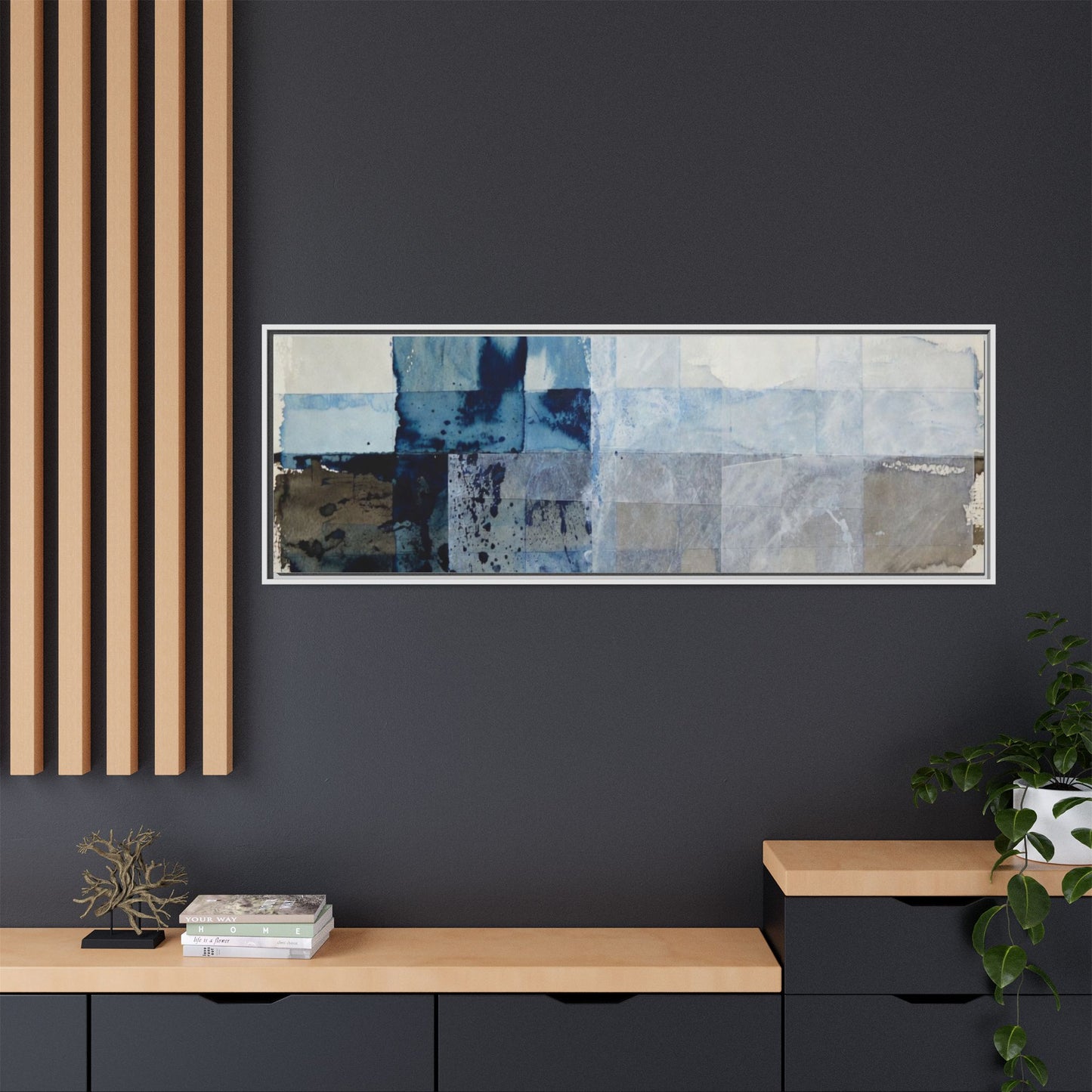 Abstract Coastal Blue Framed Canvas Art
