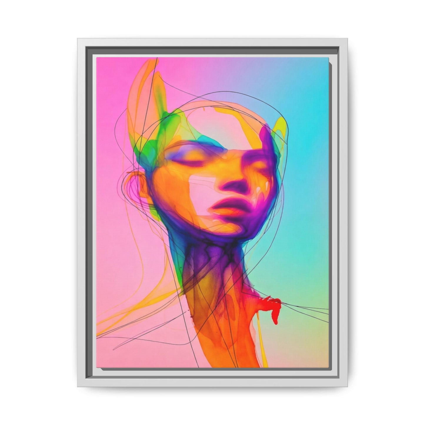 Framed Matte Canvas Art — Vibrant Abstract Portrait Wall Print