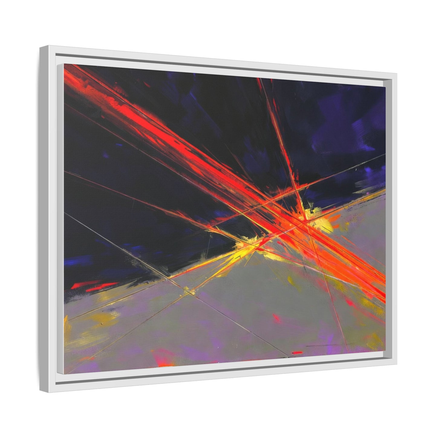 Abstract Red Streaks Framed Matte Canvas Art — Modern Multi‑Color Wall Decor