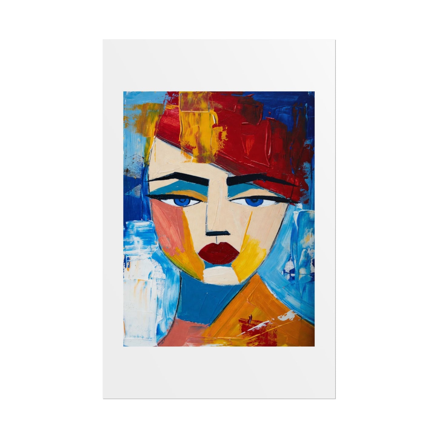 Abstract Colorful Face Poster - Modern Expressionist Rolled Art Print