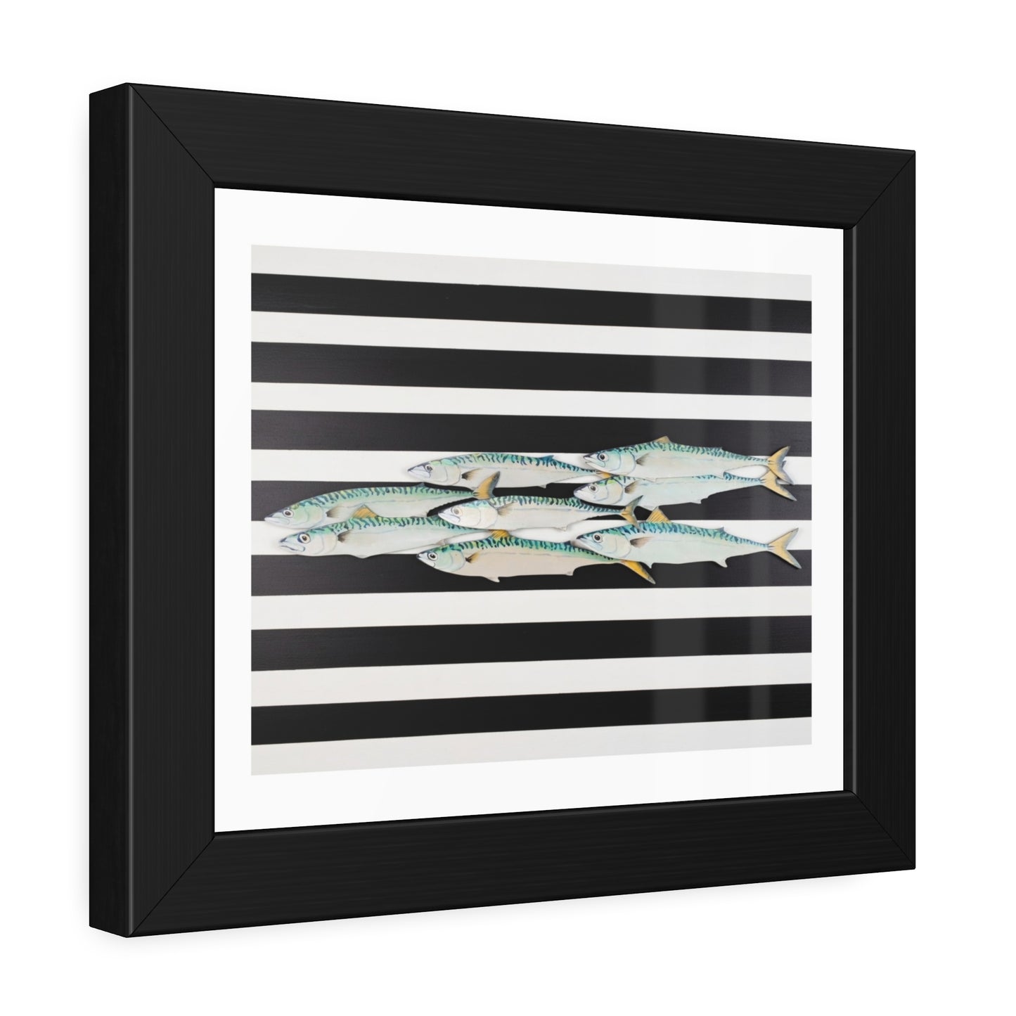 Framed Poster – Striped School of Fish Nautical Wall Art