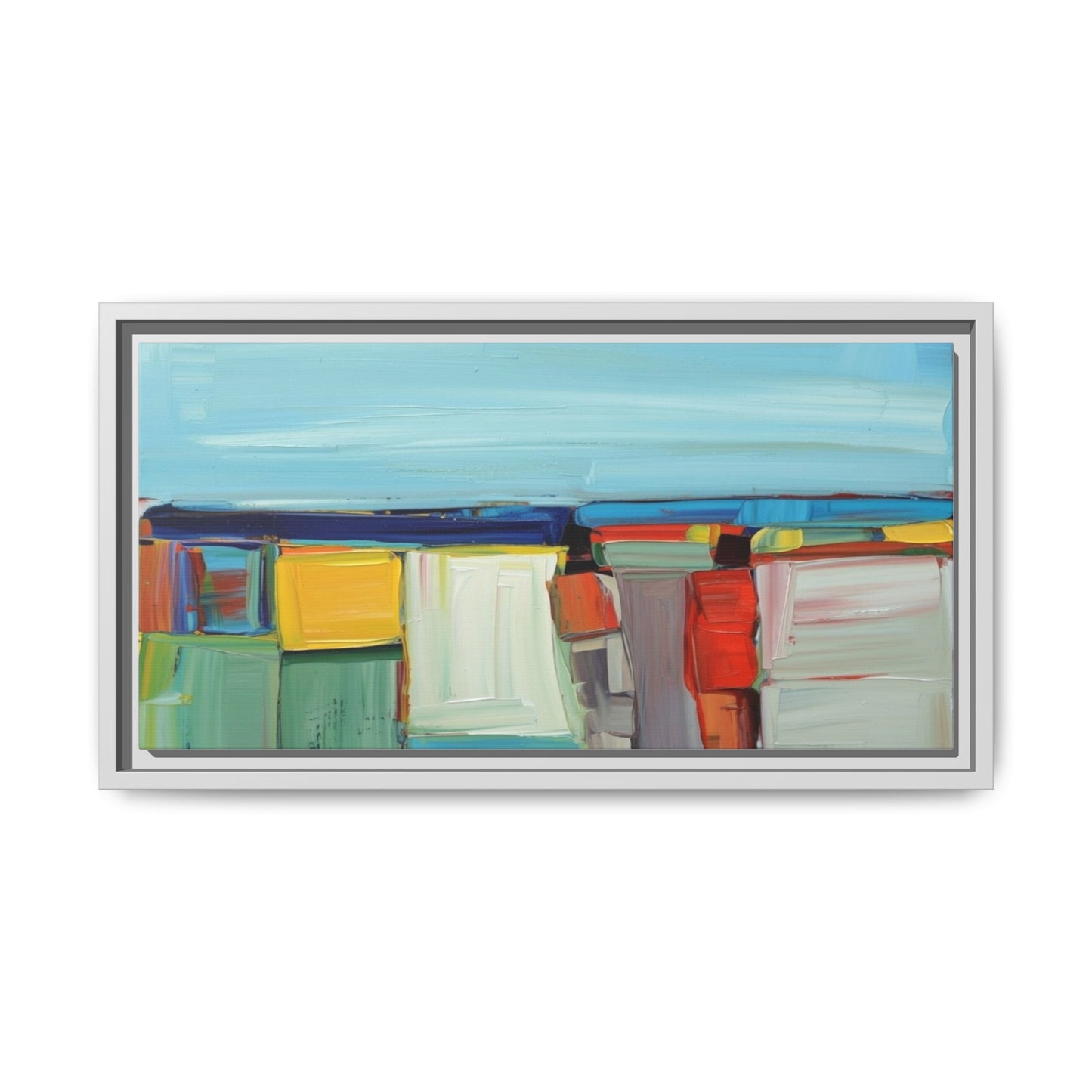 Abstract Coastal Blocks Matte Canvas Print (Framed)
