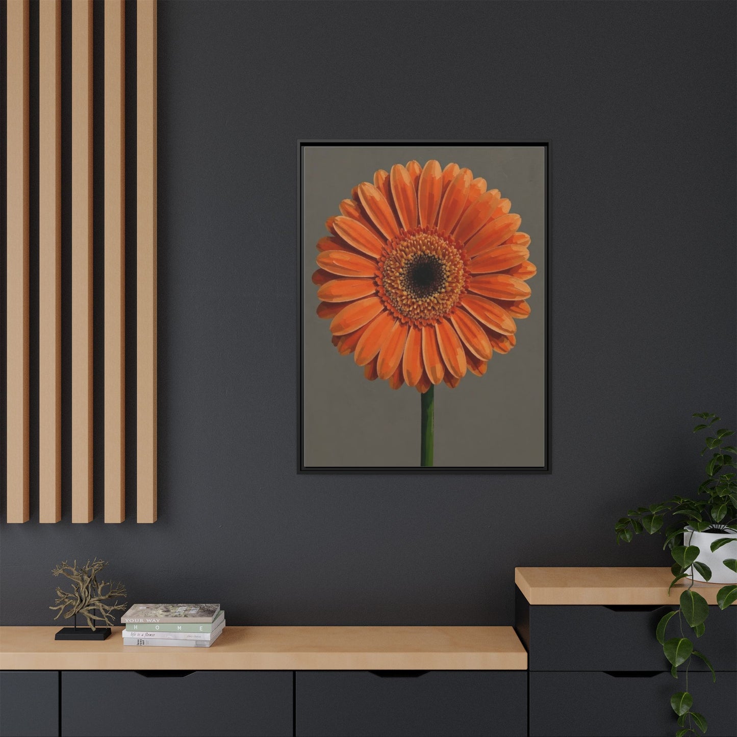 Orange Gerbera Daisy Matte Canvas Print (Framed)