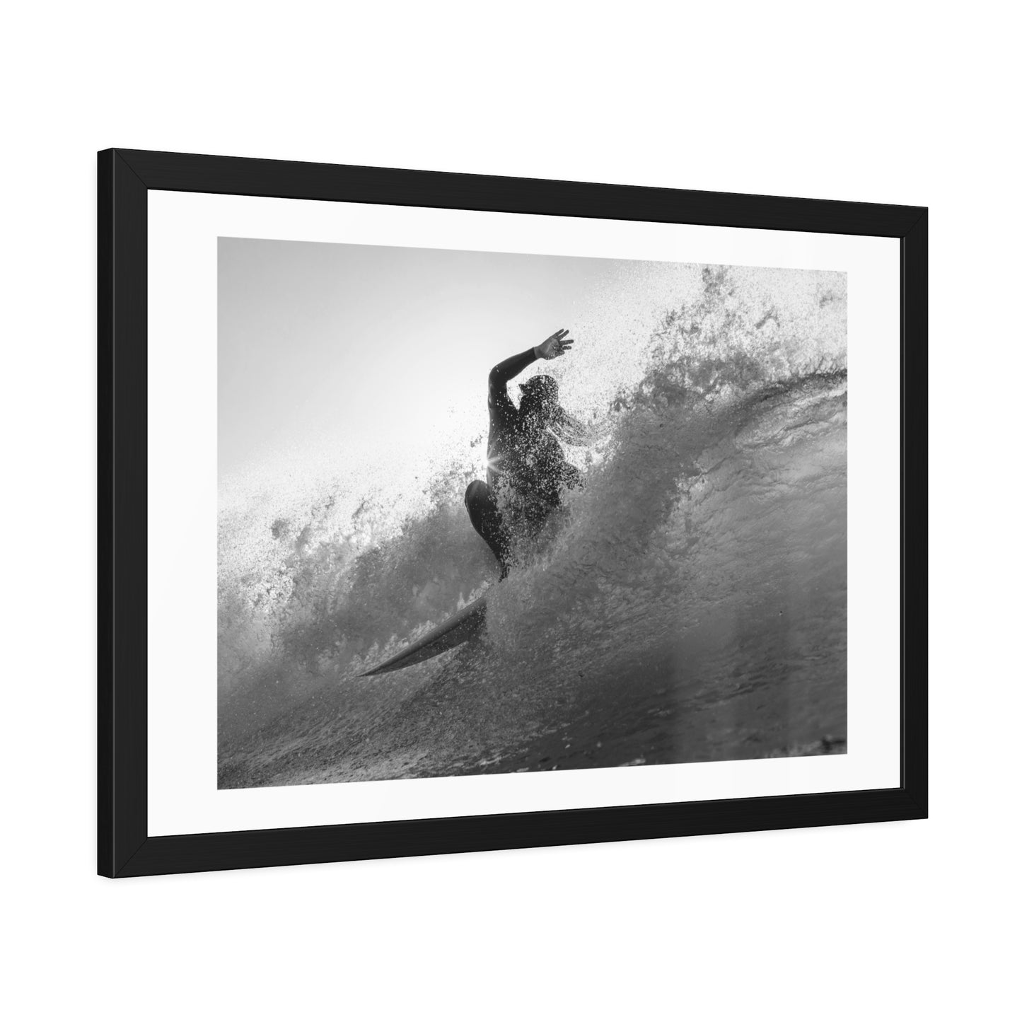 smashing a wave at Lobitos by Henry Espinoza Panta Framed Wall Art Poster