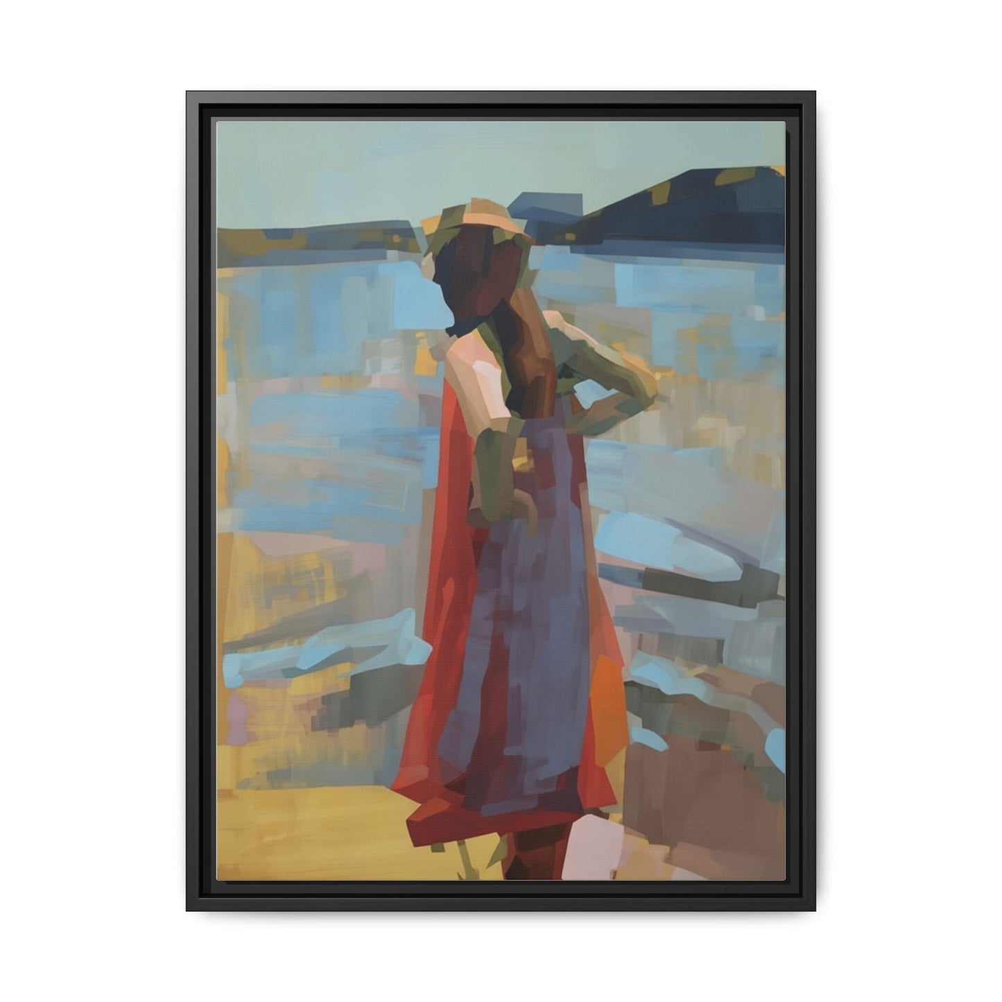 Framed Matte Canvas Print — Coastal Woman Abstract Art