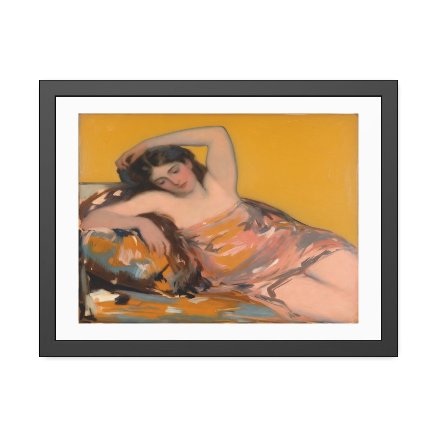 Framed Art Poster — Vintage Reclining Woman Print, Museum-Style Wall Art