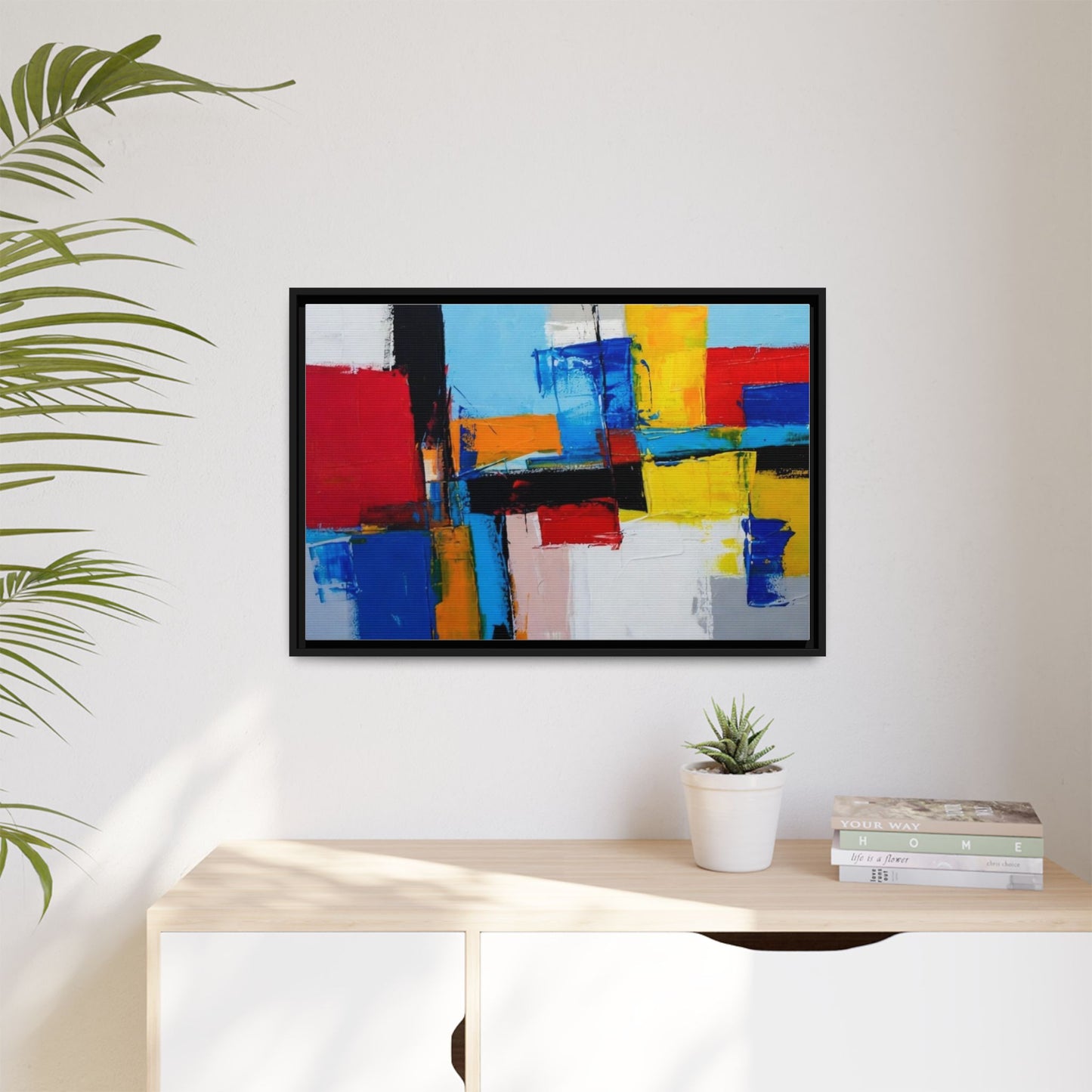 Abstract Color Block Matte Canvas Framed Wall Art