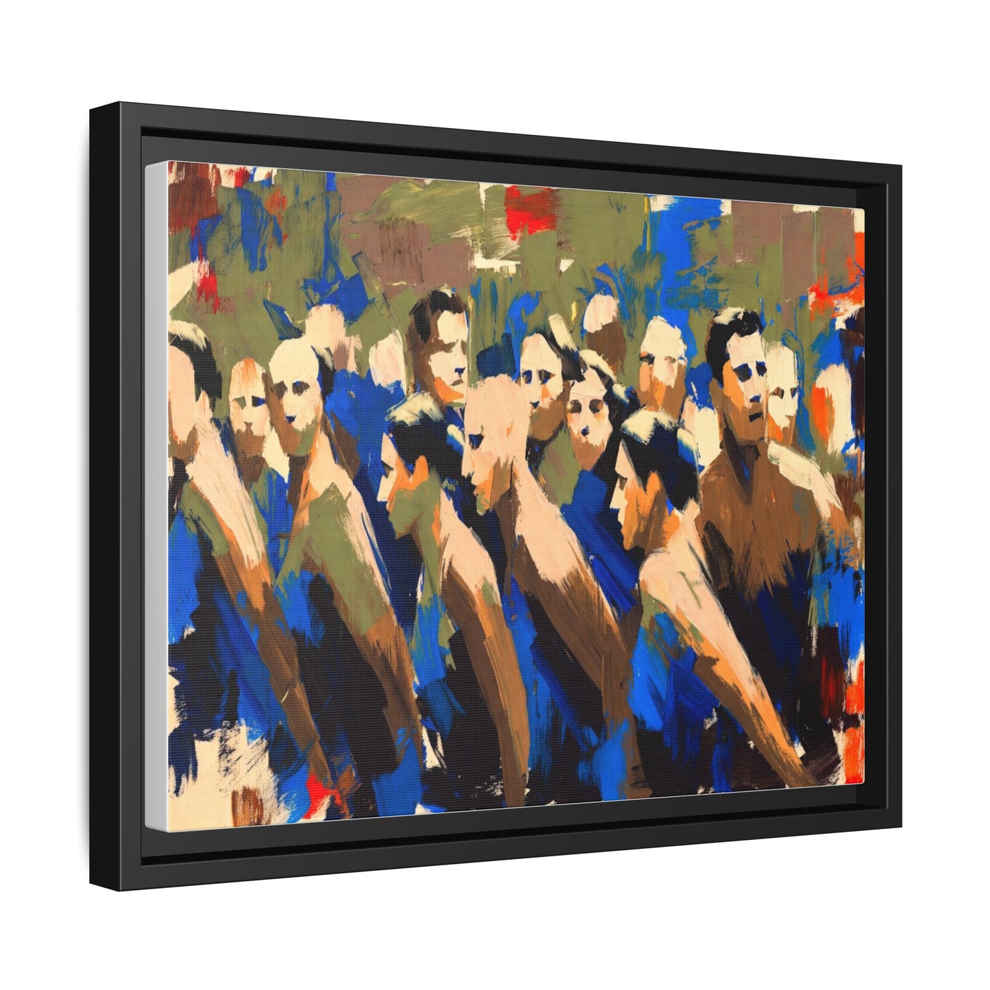 Abstract Crowd Matte Canvas Print — Framed Multi-Color Wall Art