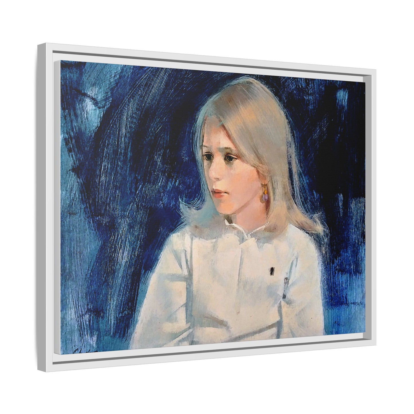 Painting of girl by Unknown Artist Framed Matte Canvas Classic Wall Art