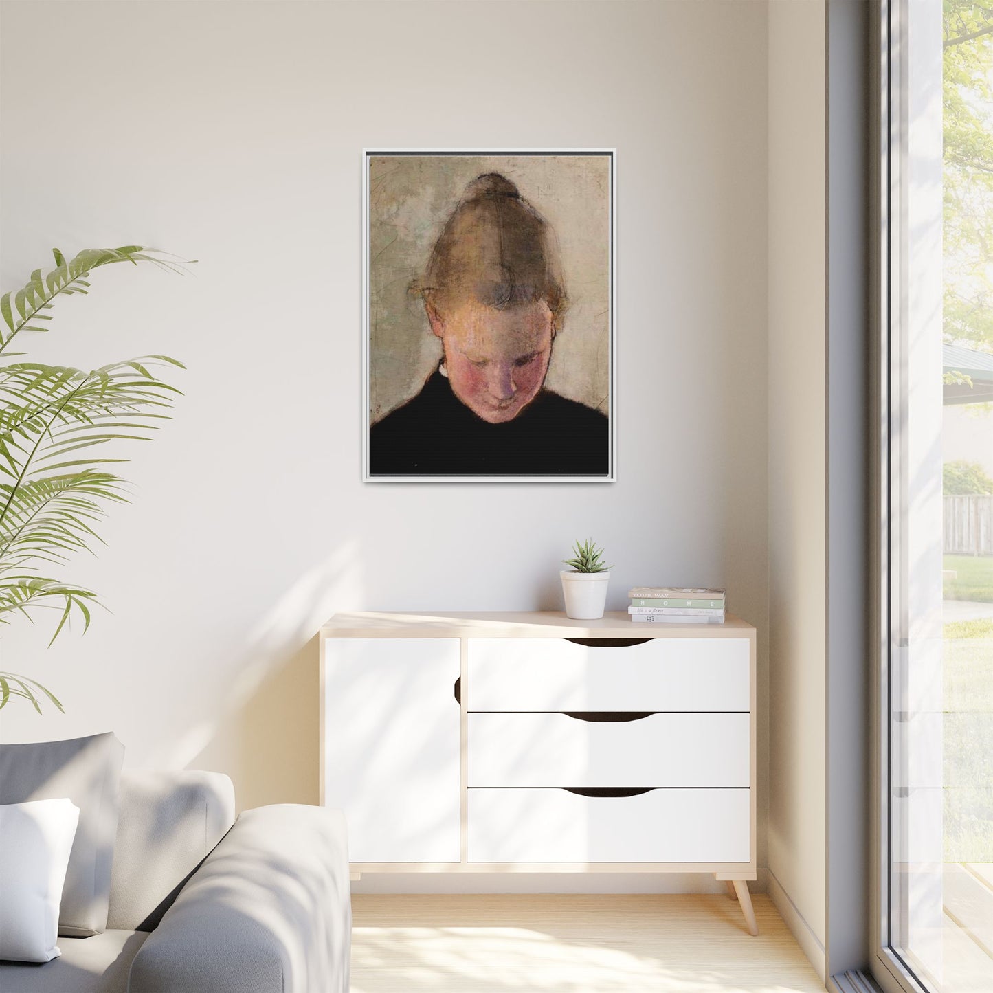 Lukeva tytto by Helena Schjerfbeck Framed Matte Canvas Art Print