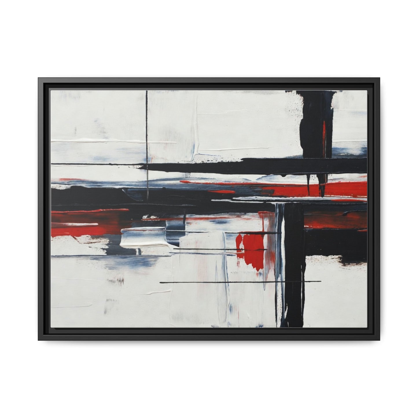 Abstract Red & Black Framed Canvas Art — Modern Matte Wall Painting